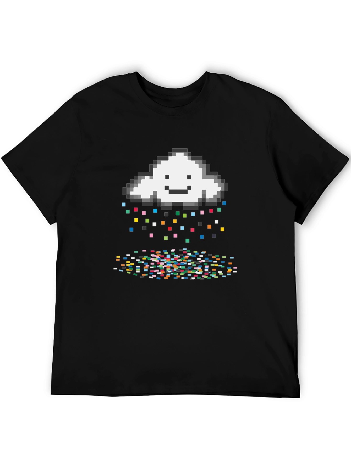 Pixel Rain Cloud Black T-Shirt