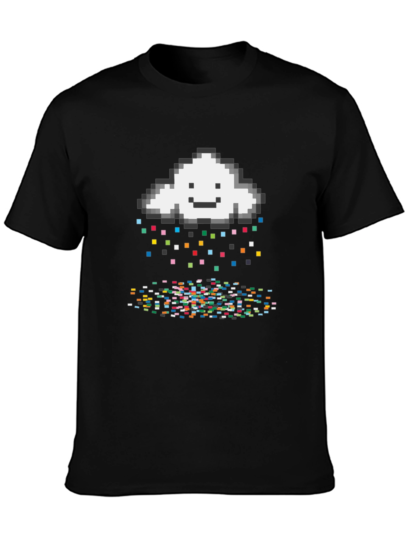 Pixel Rain Cloud Black T-Shirt