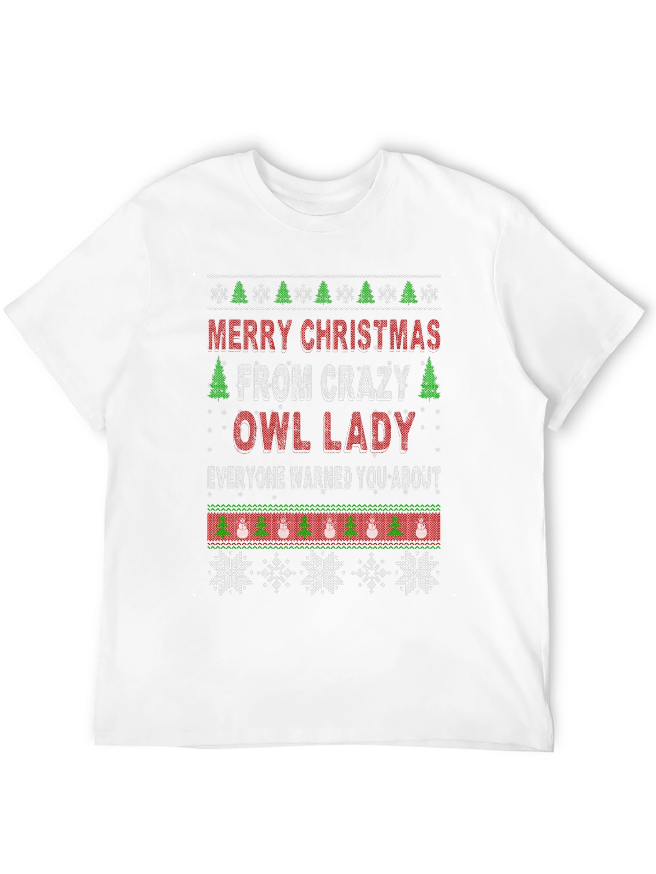 Crazy Owl Lady Christmas T-Shirt - Holiday Apparel