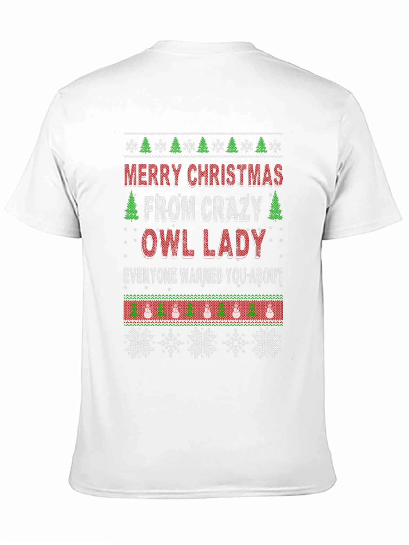 Crazy Owl Lady Christmas T-Shirt - Holiday Apparel