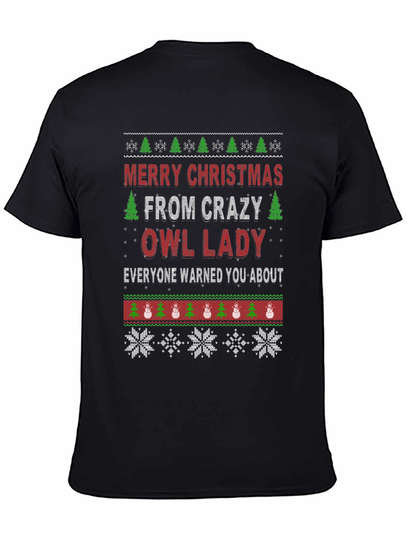 Crazy Owl Lady Christmas T-Shirt - Holiday Apparel
