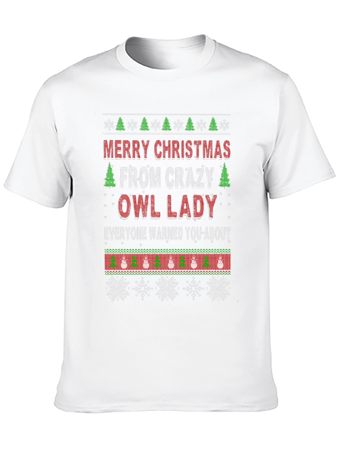 Crazy Owl Lady Christmas T-Shirt - Holiday Apparel