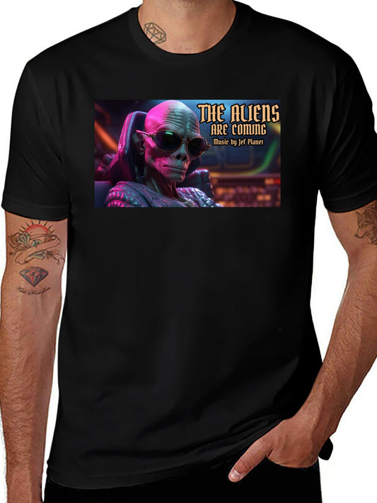 The Aliens Are Coming Black T-Shirt