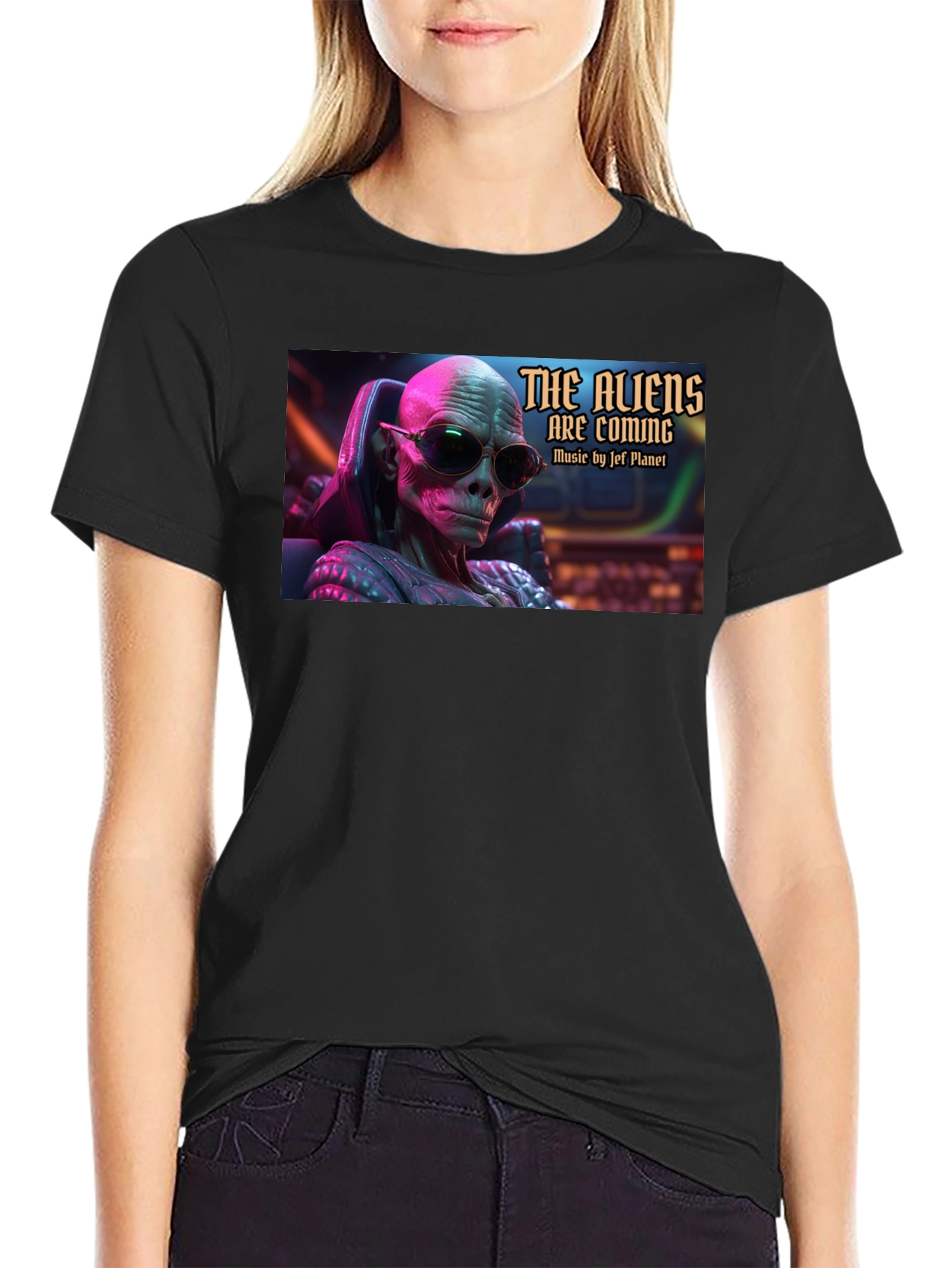 The Aliens Are Coming Black T-Shirt
