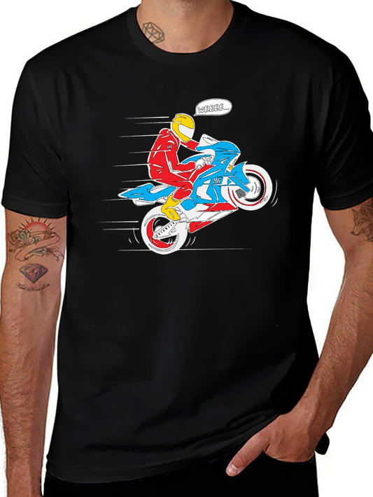 Motorcycle Rider Graphic Tee - Black