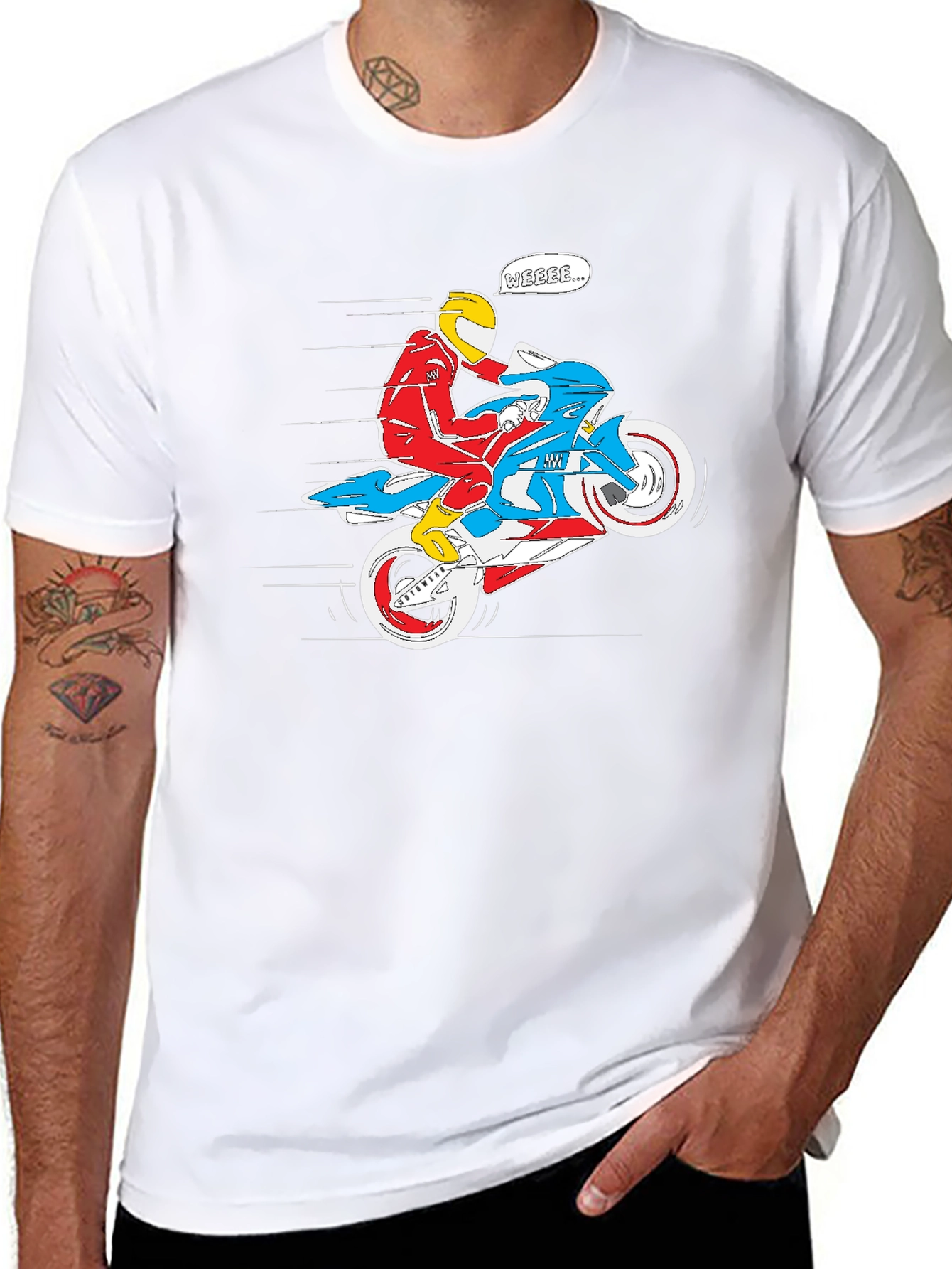 Motorcycle Rider Graphic Tee - Black