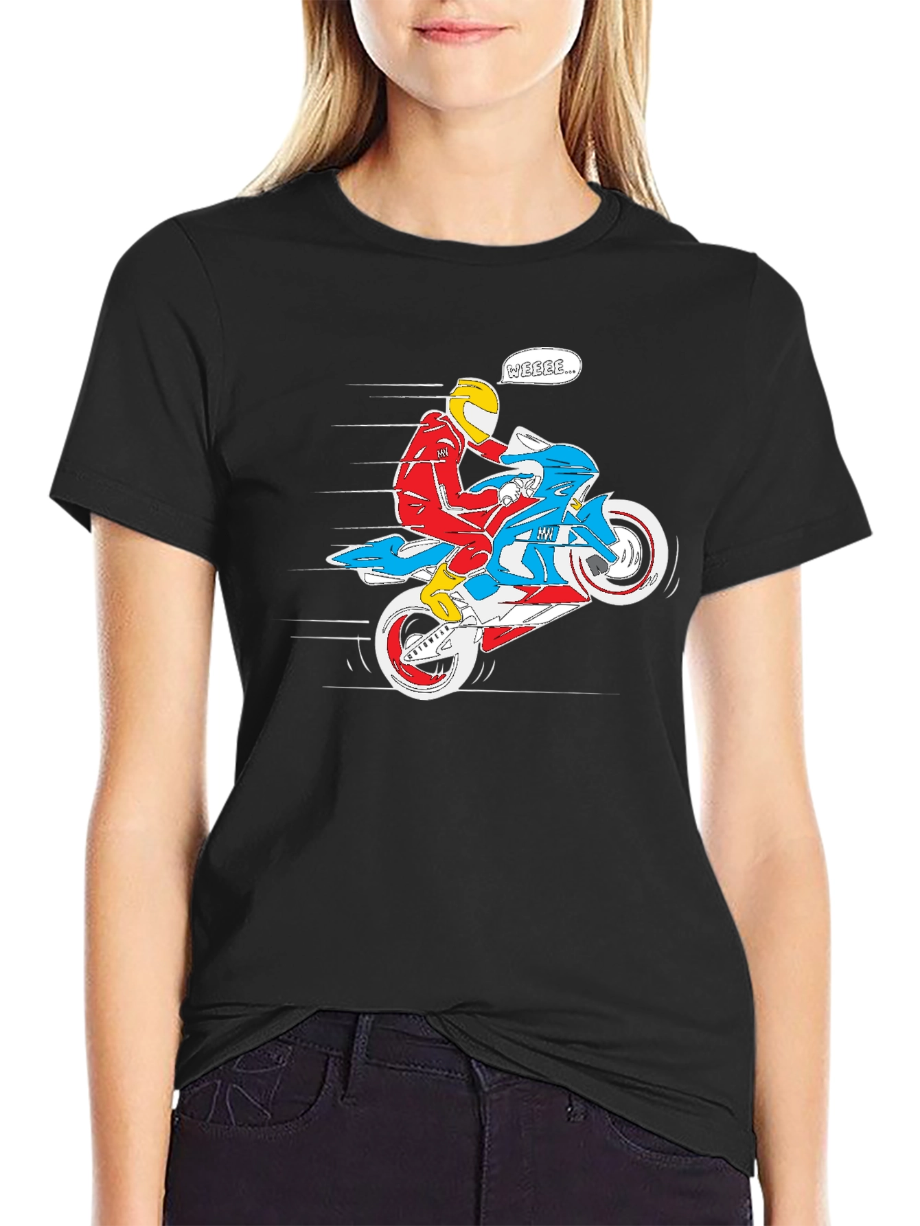 Motorcycle Rider Graphic Tee - Black