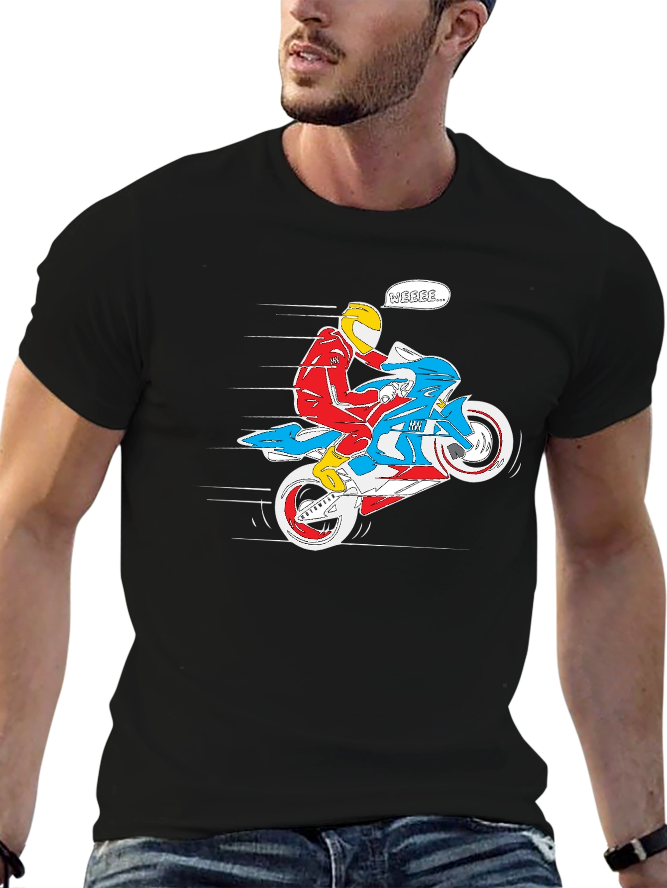 Motorcycle Rider Graphic Tee - Black