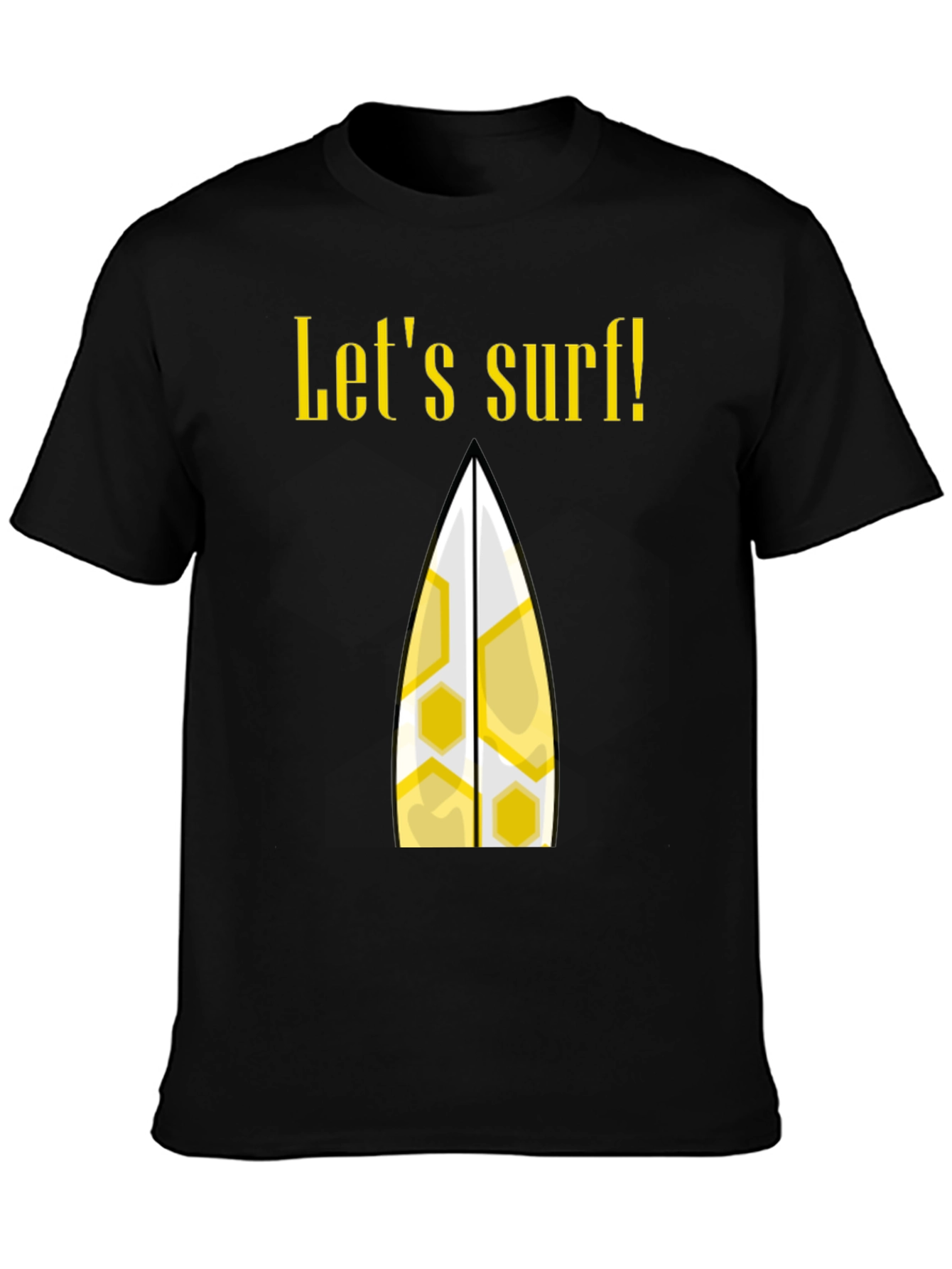 Lets Surf Graphic Tee - Black Cotton T-Shirt
