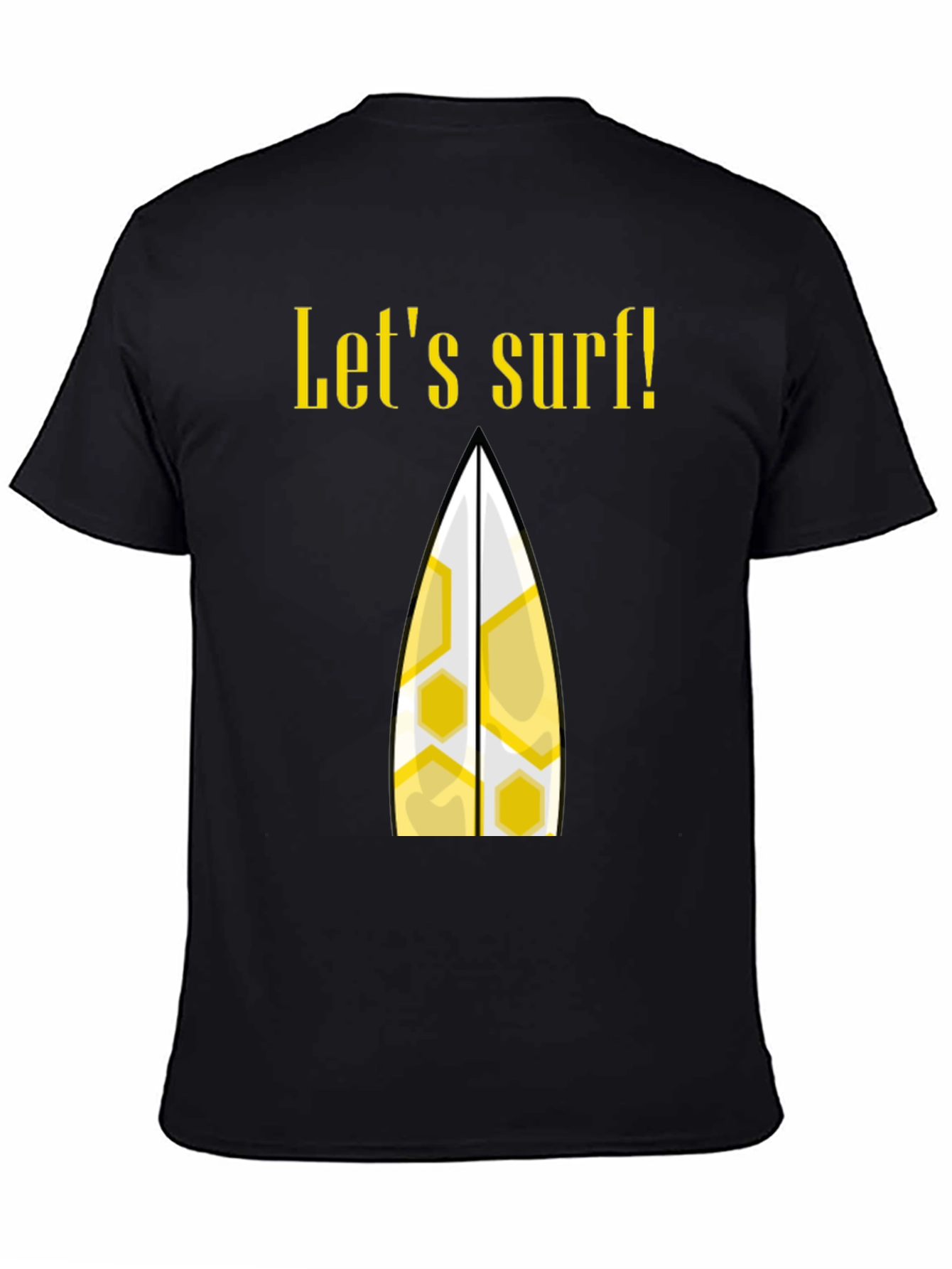 Lets Surf Graphic Tee - Black Cotton T-Shirt