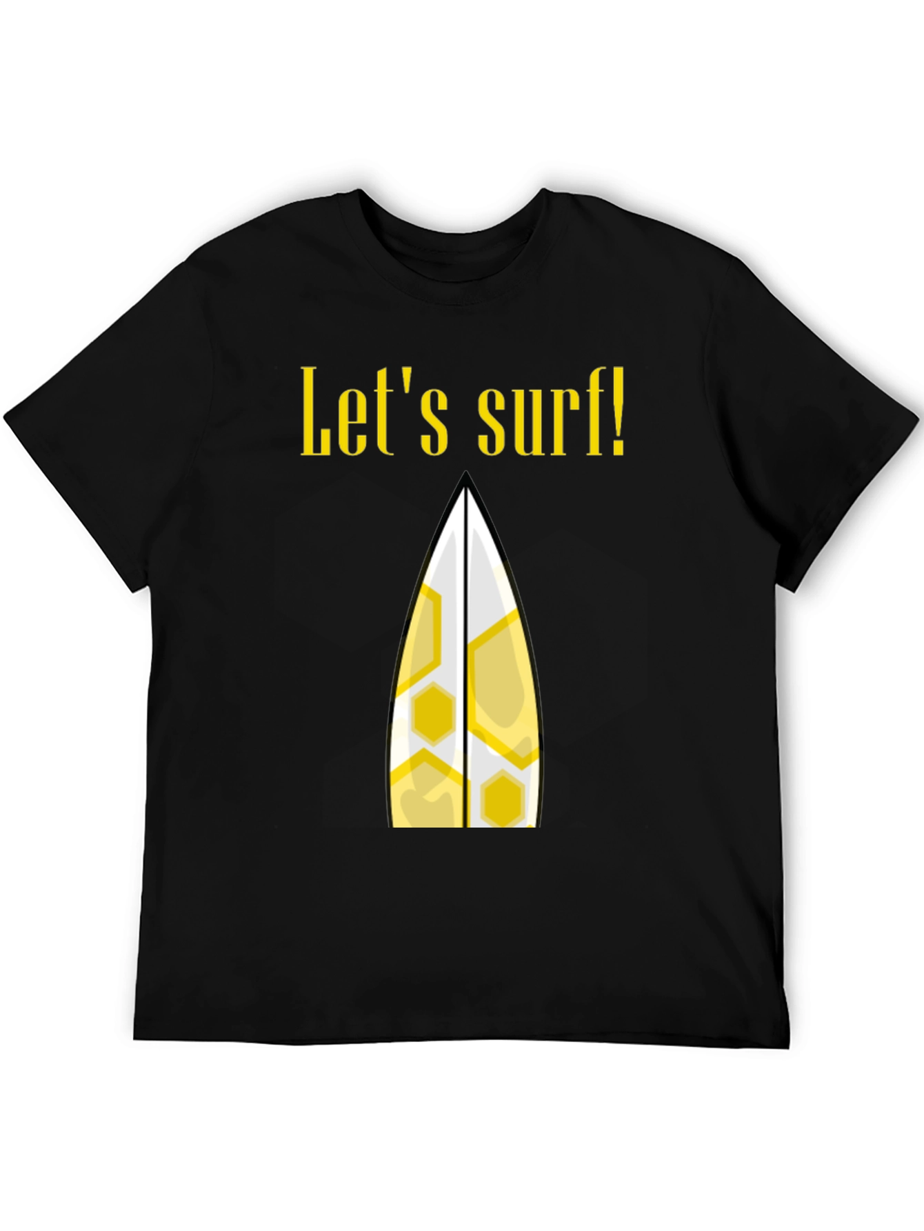 Lets Surf Graphic Tee - Black Cotton T-Shirt
