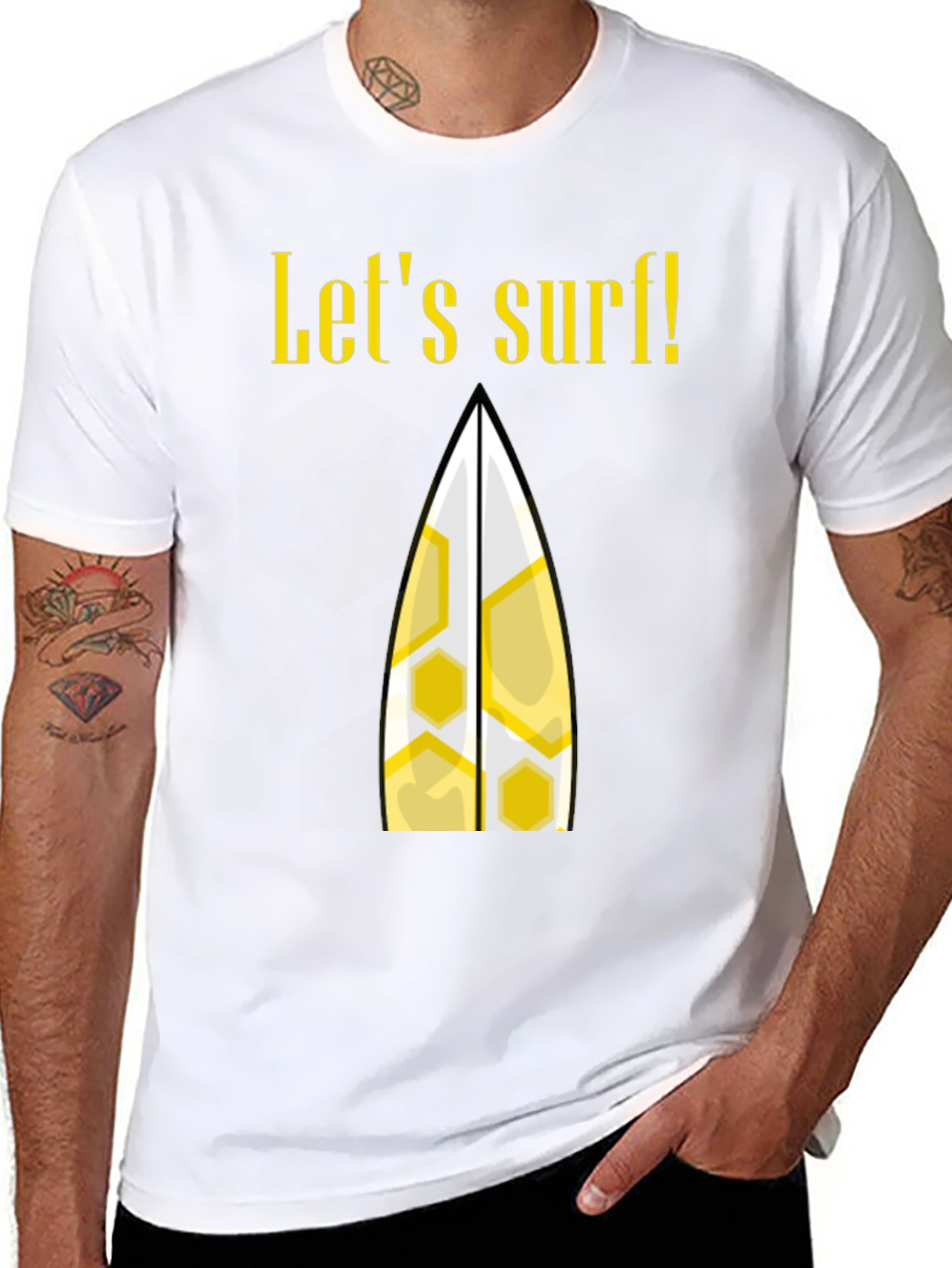 Lets Surf Graphic Tee - Black Cotton T-Shirt