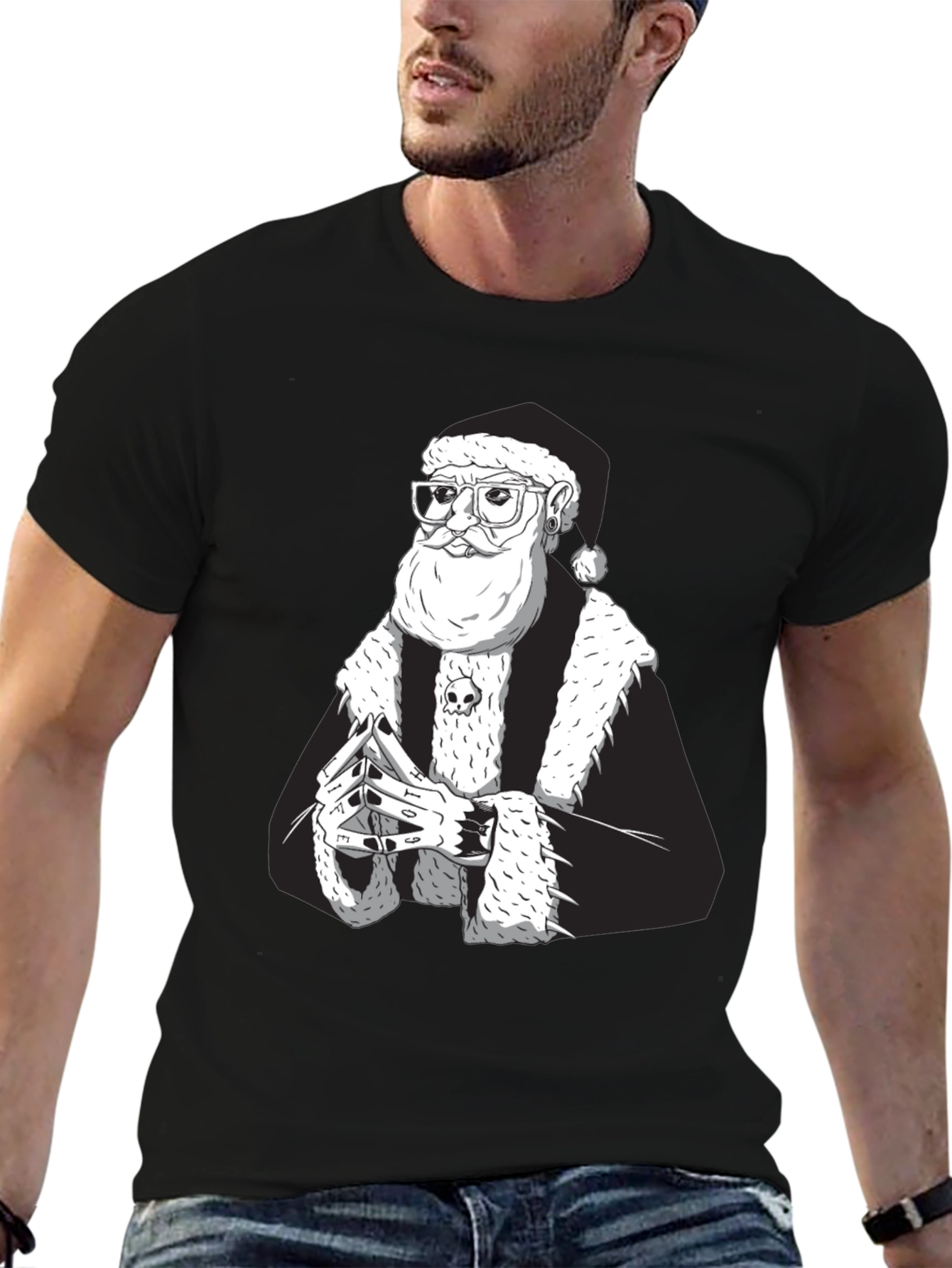 Cool Santa Black T-Shirt