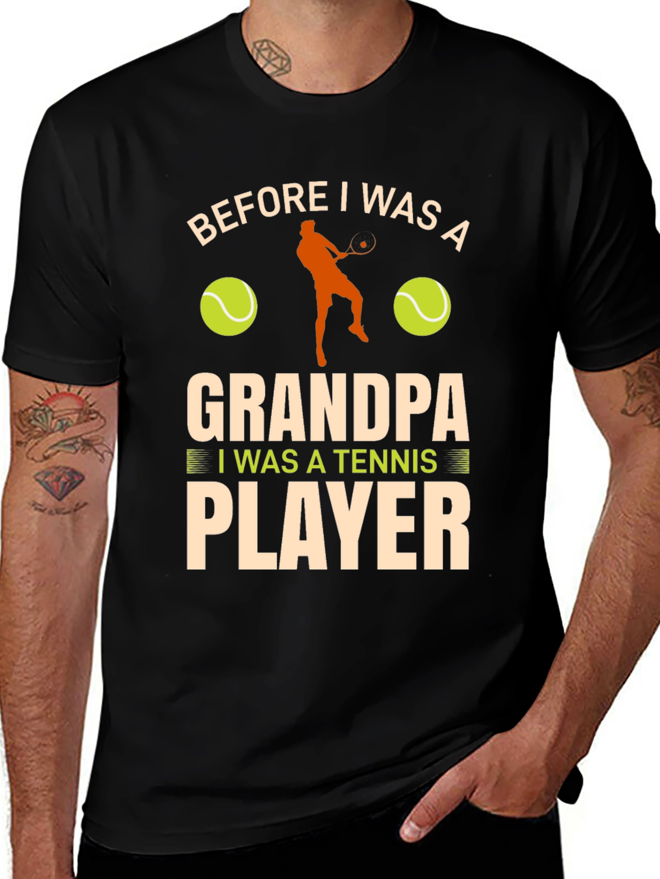 Grandpa Tennis Player Graphic T-Shirt