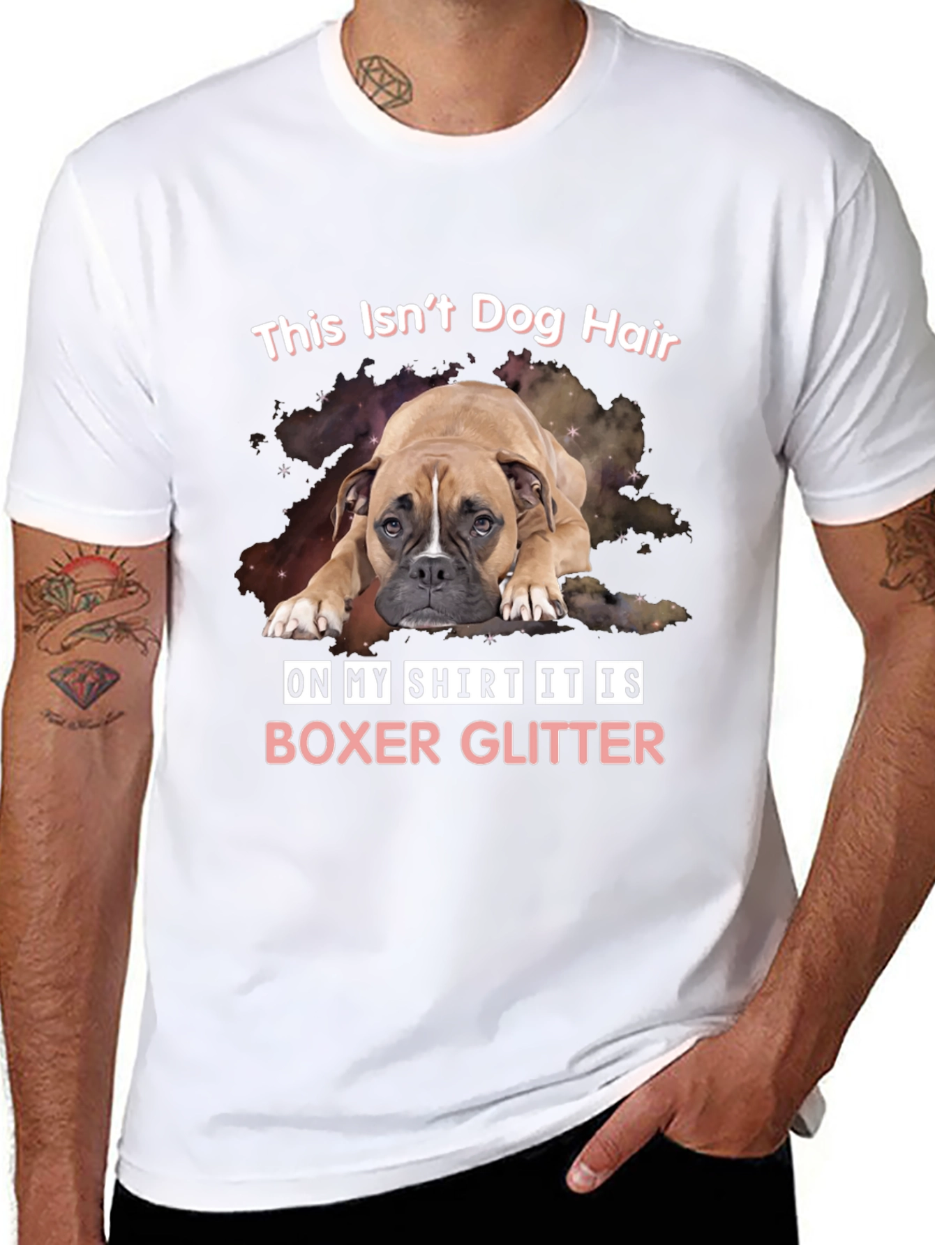 Boxer Glitter T-Shirt Funny Dog Lover Tee