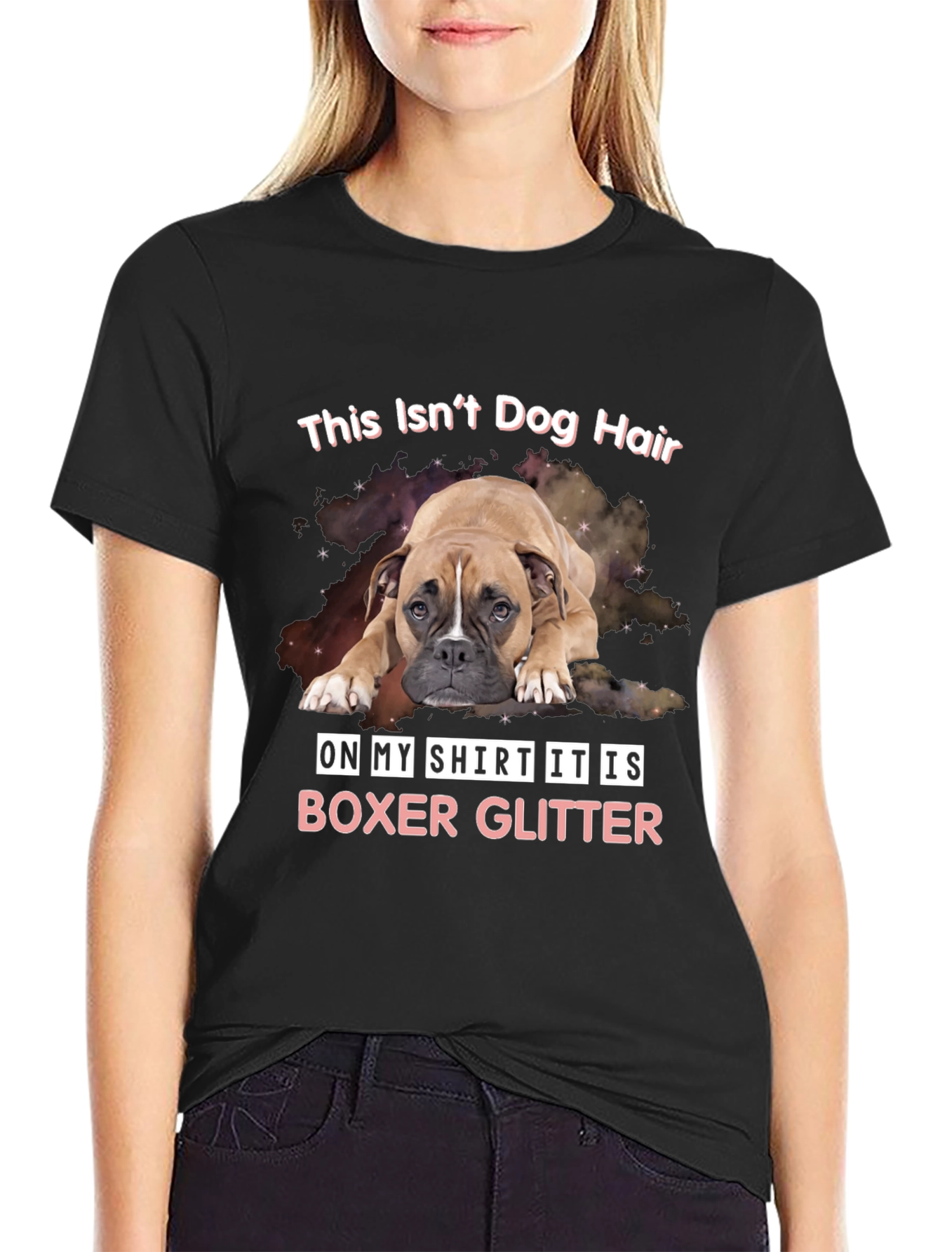 Boxer Glitter T-Shirt Funny Dog Lover Tee