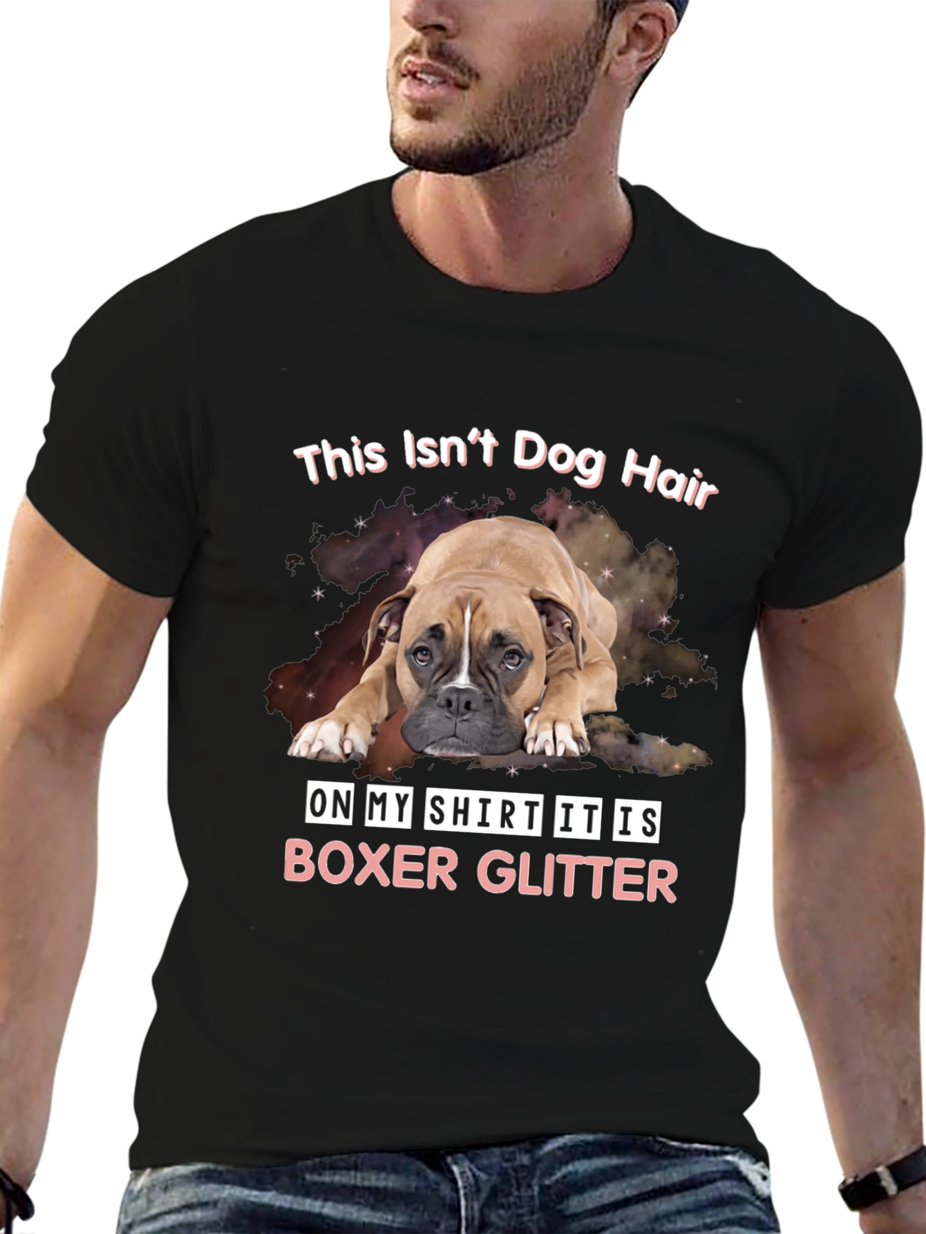 Boxer Glitter T-Shirt Funny Dog Lover Tee