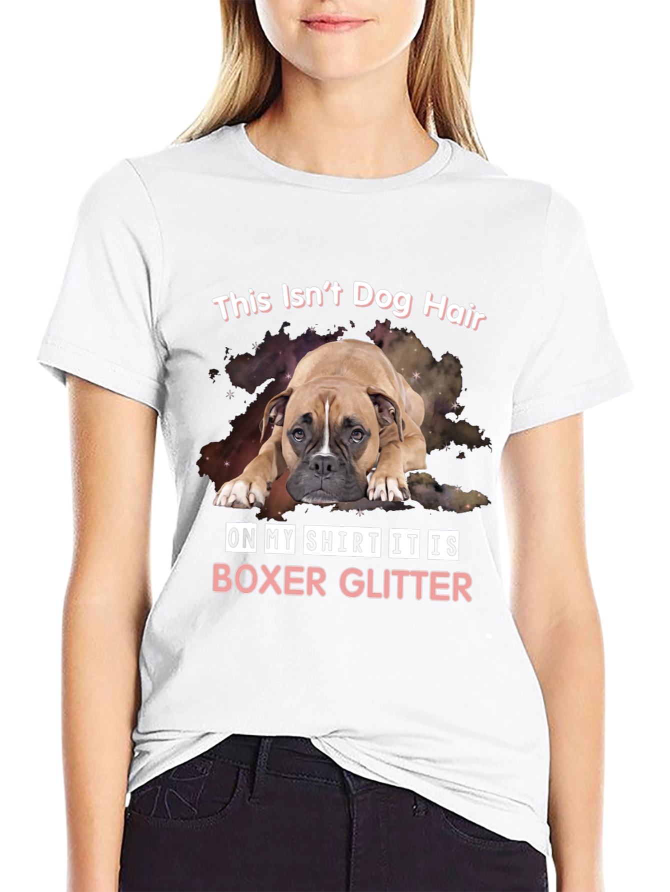 Boxer Glitter T-Shirt Funny Dog Lover Tee