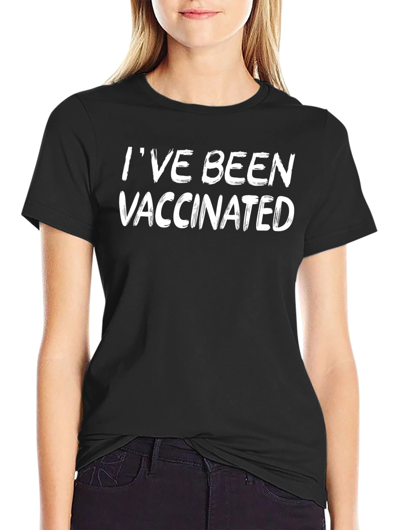 Vaccinated Graphic Tee - Black Cotton Blend