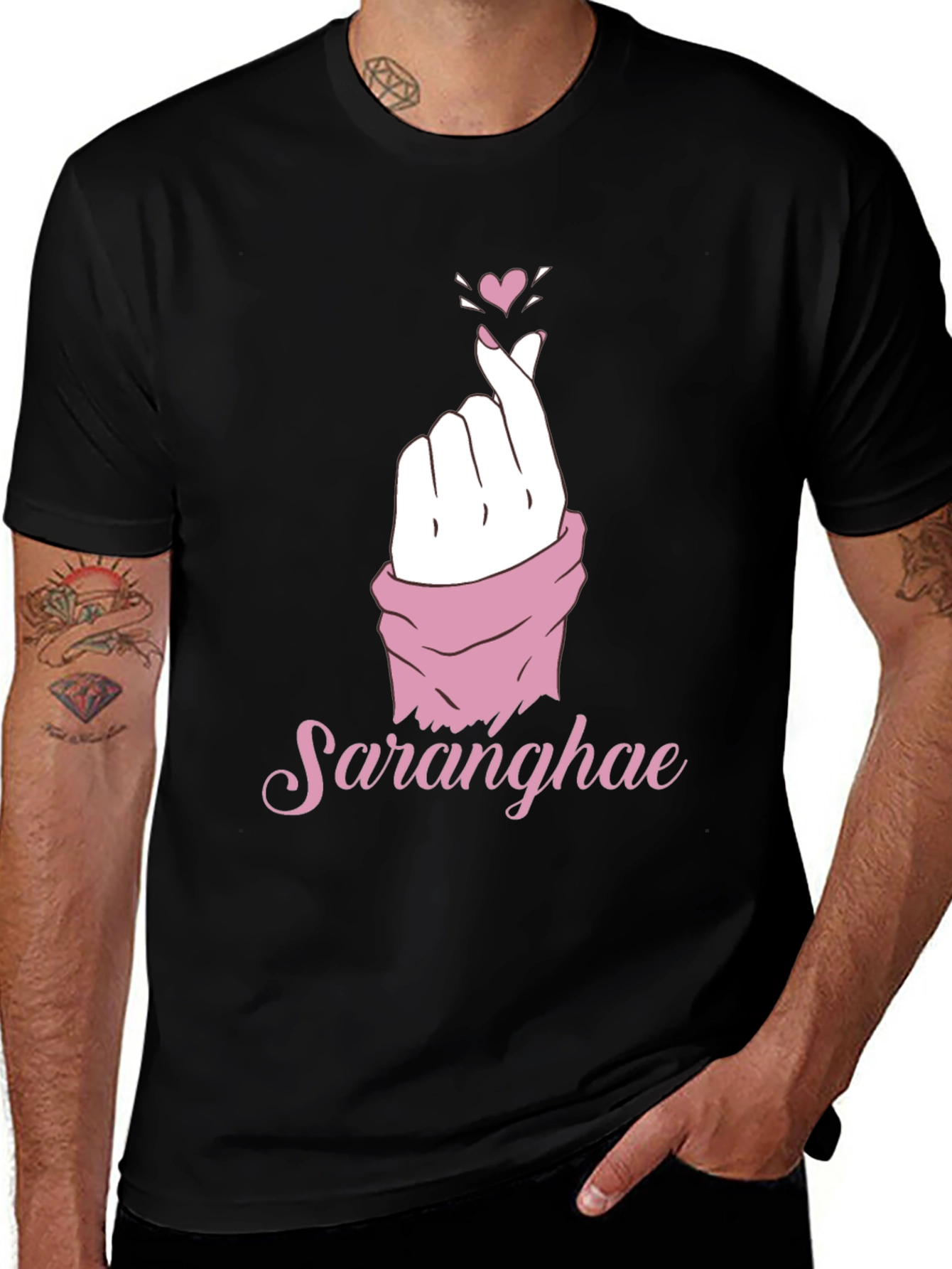 Saranghae Love Sign Graphic T-Shirt