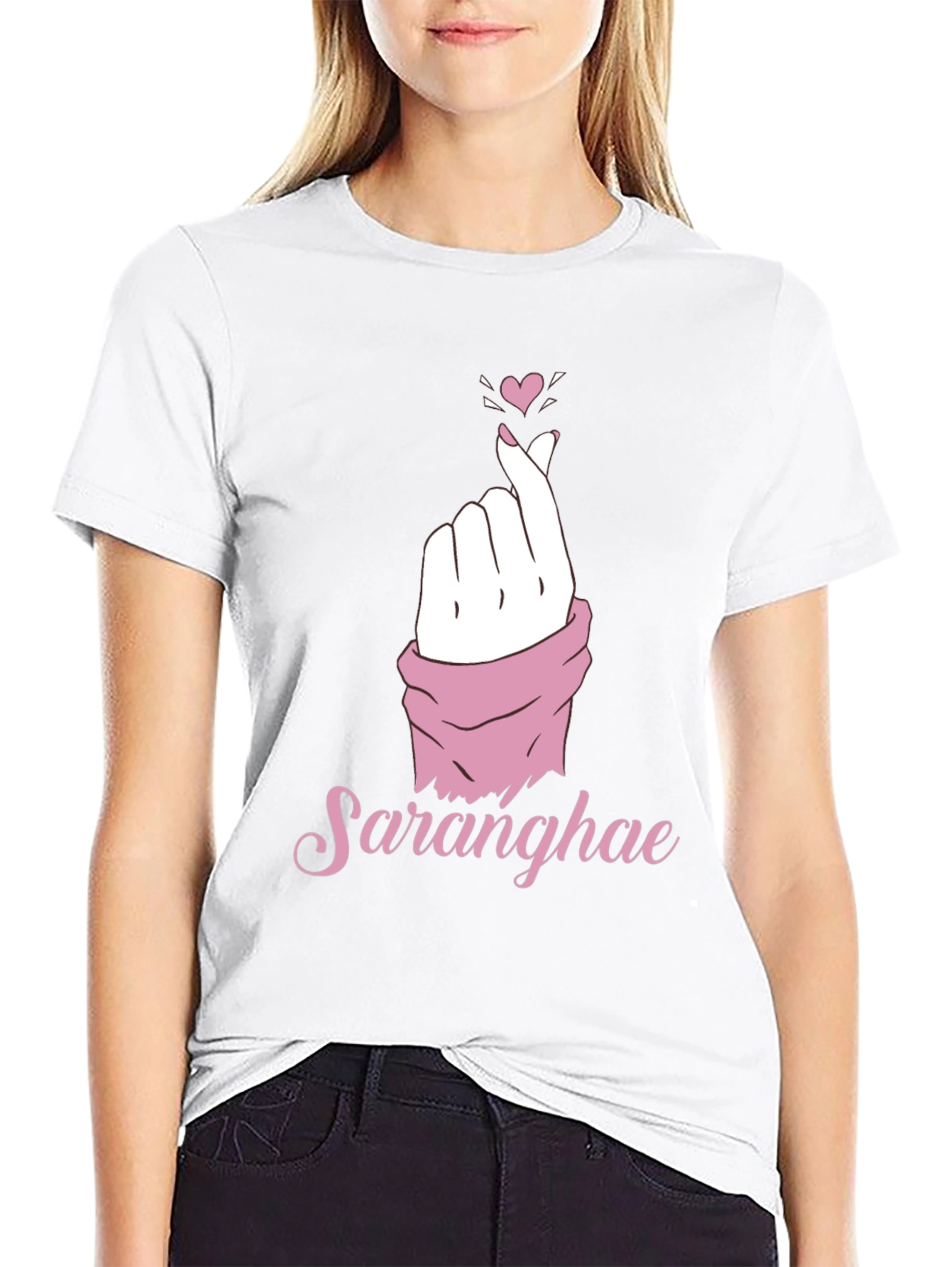 Saranghae Love Sign Graphic T-Shirt