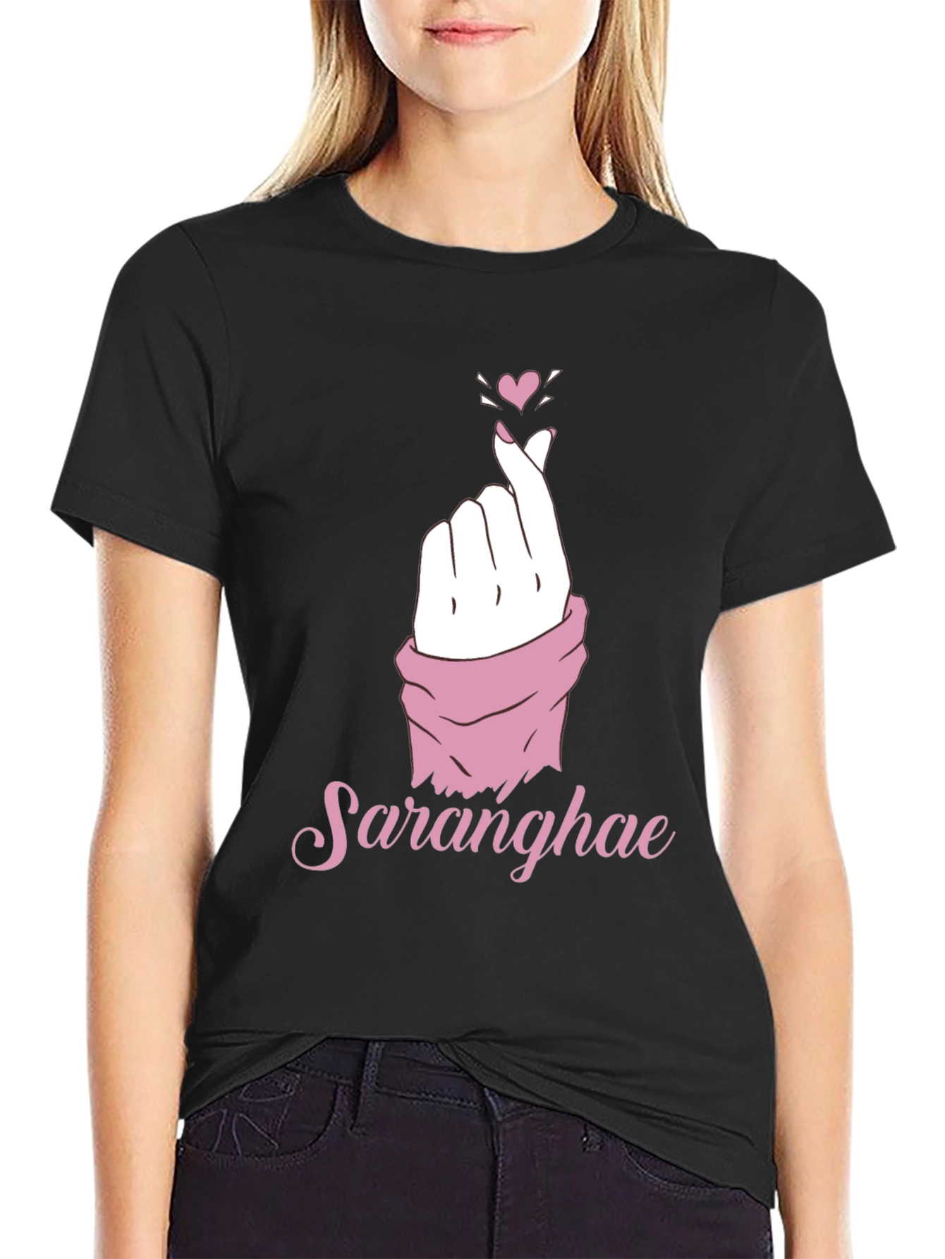 Saranghae Love Sign Graphic T-Shirt