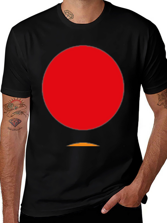Minimalist Red Circle Graphic Black T-Shirt