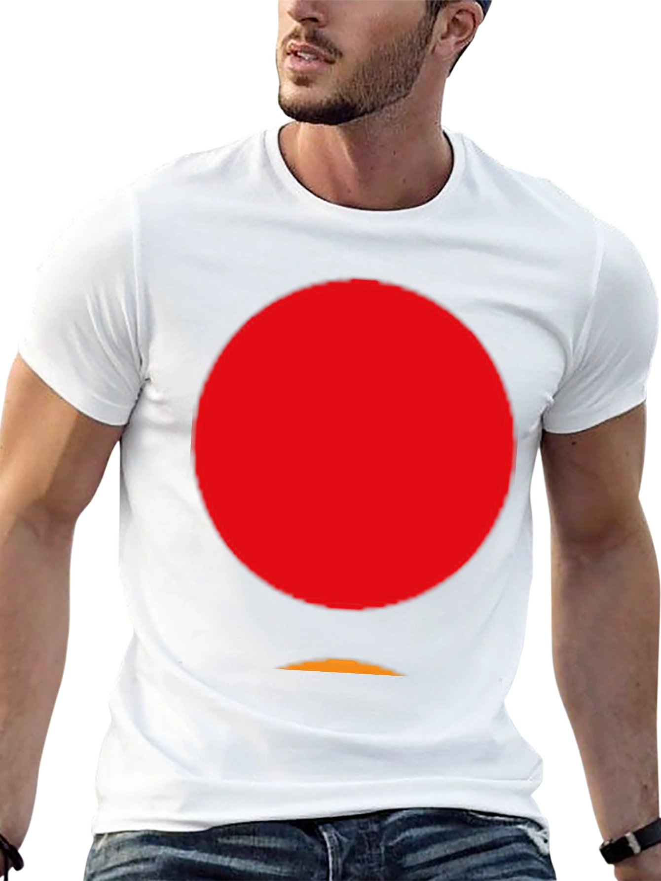 Minimalist Red Circle Graphic Black T-Shirt