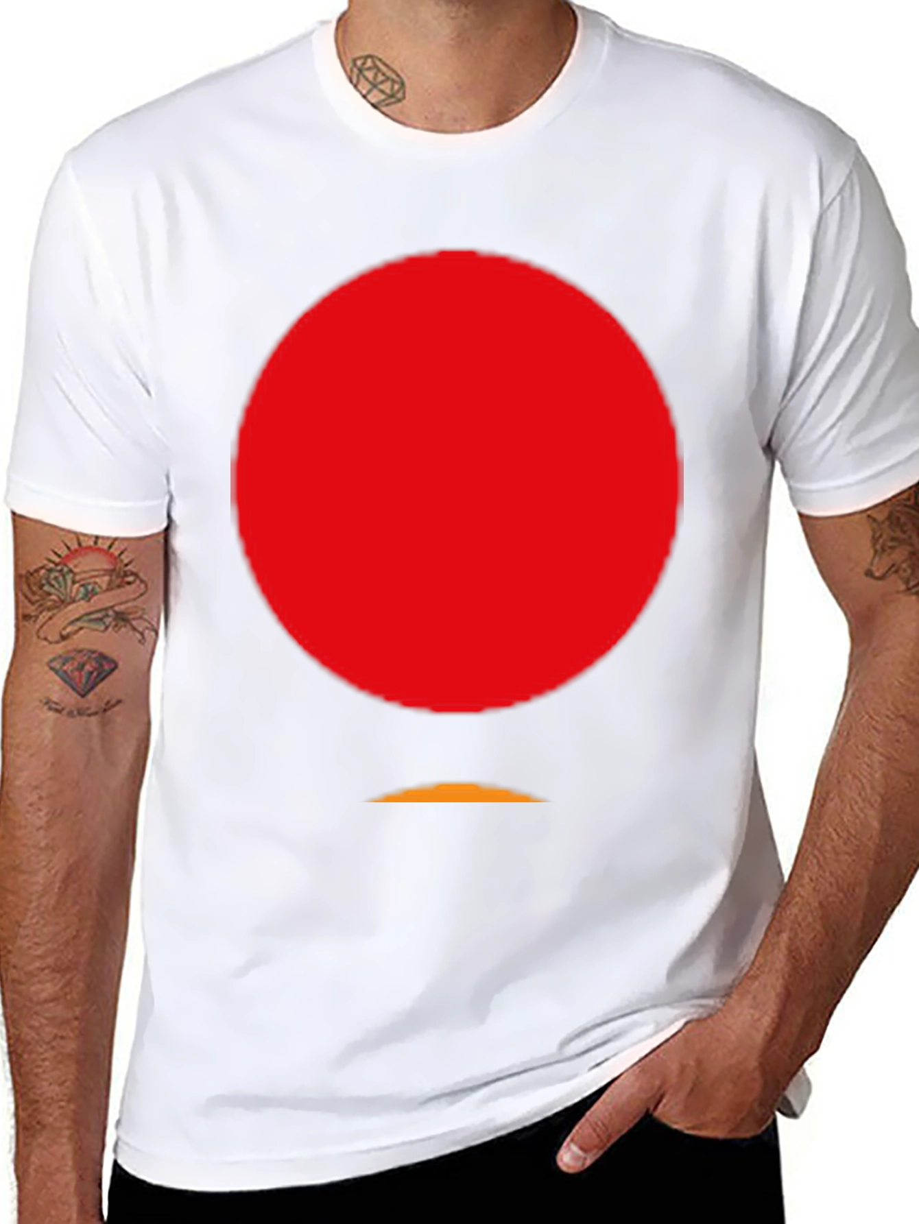 Minimalist Red Circle Graphic Black T-Shirt