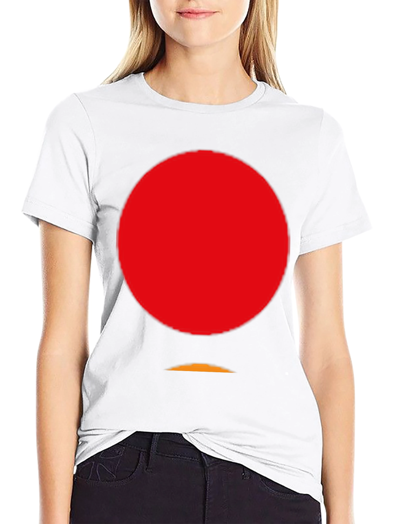 Minimalist Red Circle Graphic Black T-Shirt