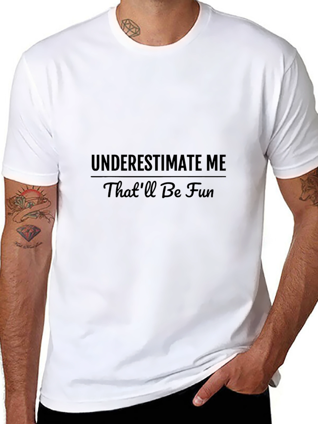 Underestimate Me Black Graphic T-Shirt