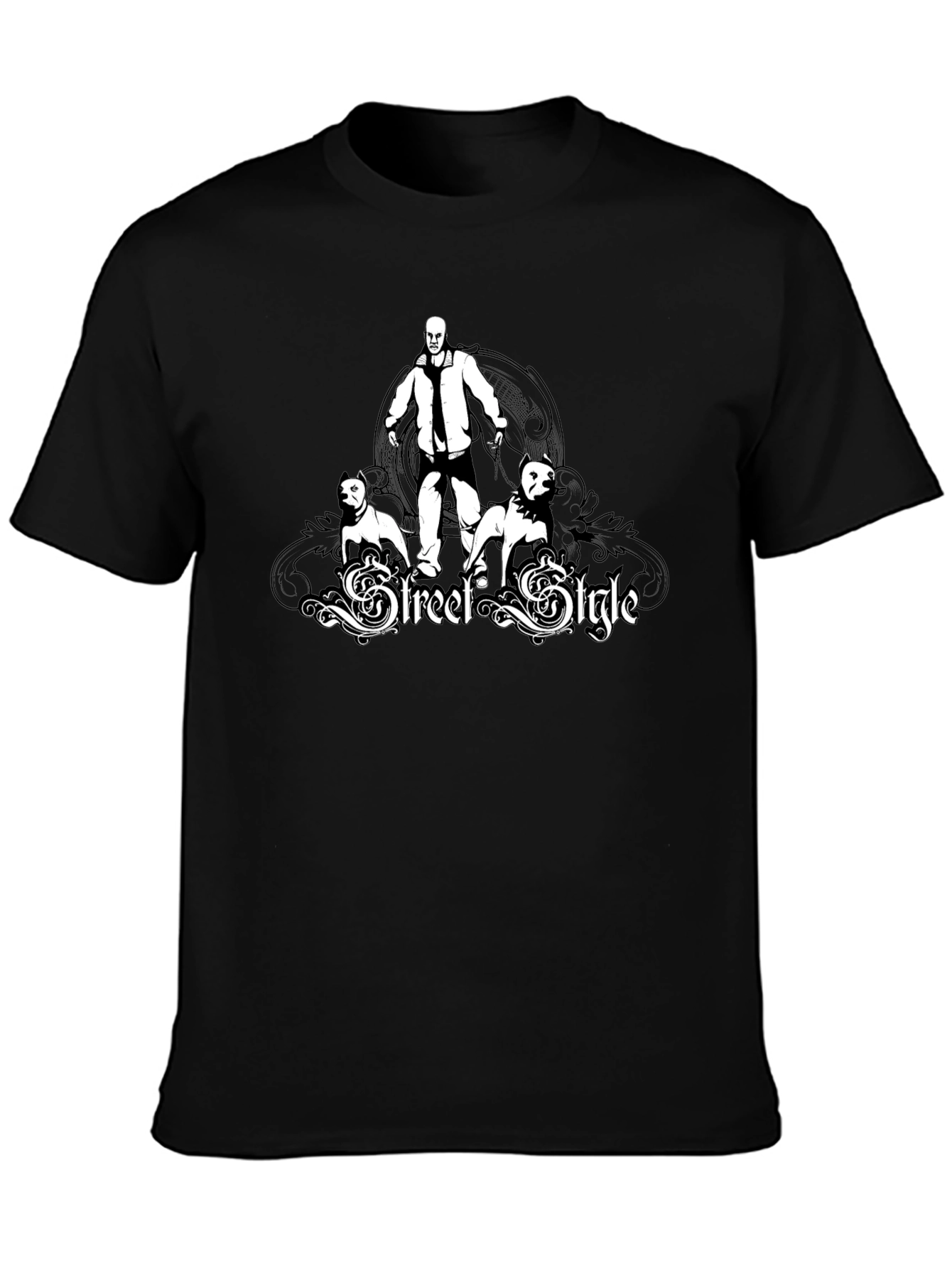 Mens Black Street Style Graphic T-Shirt