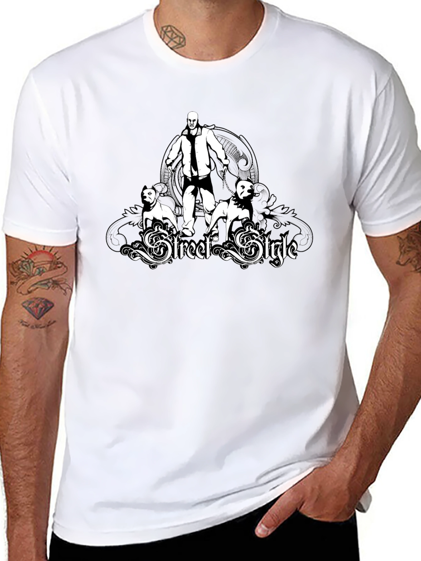 Mens Black Street Style Graphic T-Shirt