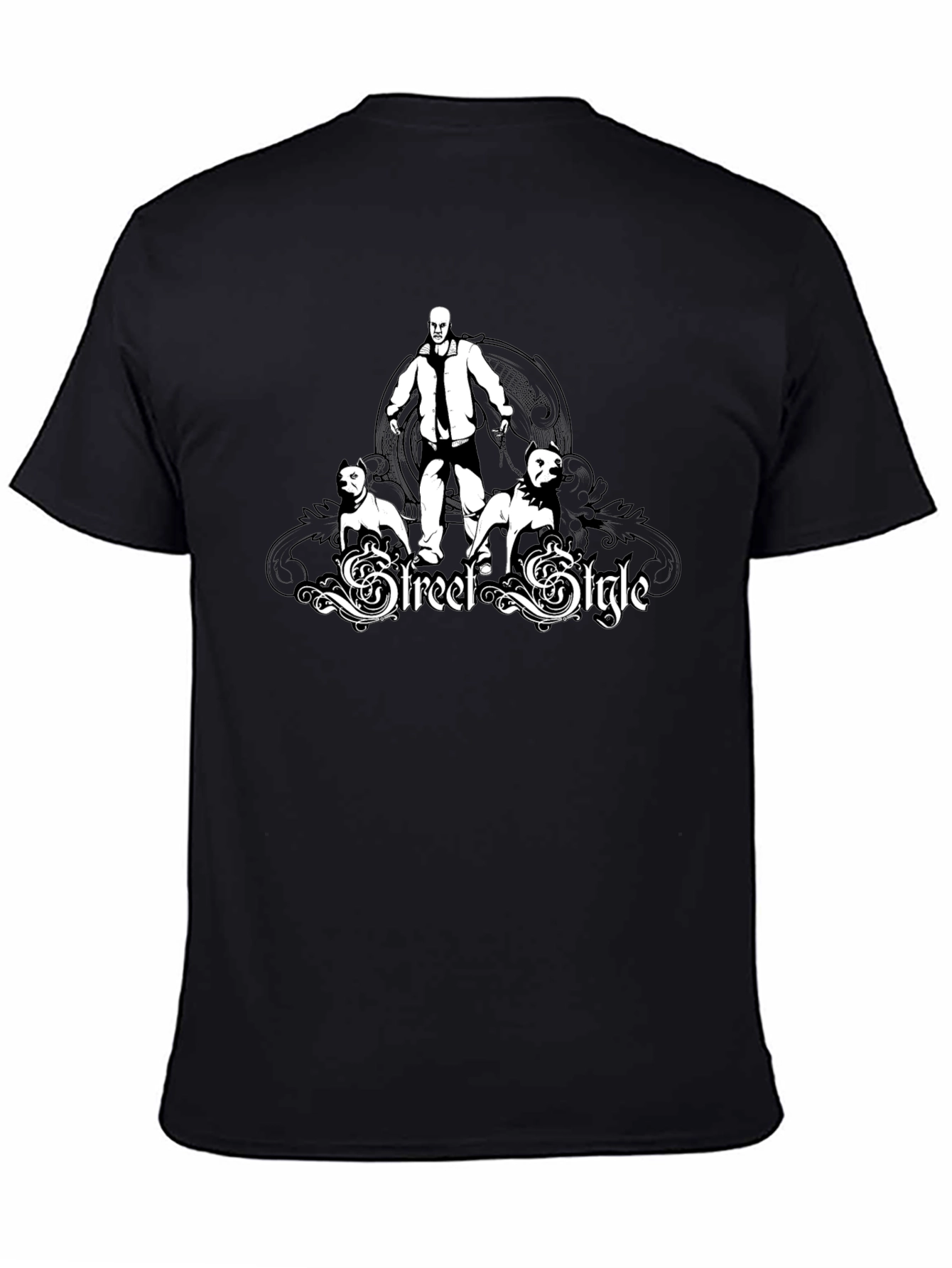 Mens Black Street Style Graphic T-Shirt