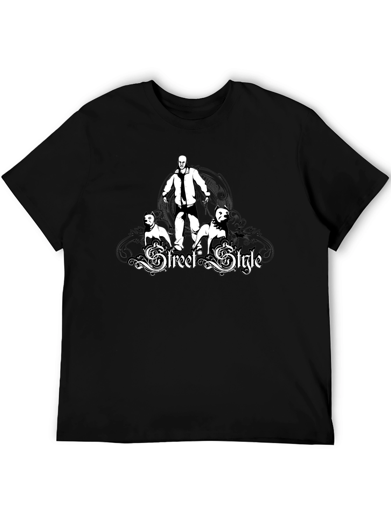 Mens Black Street Style Graphic T-Shirt