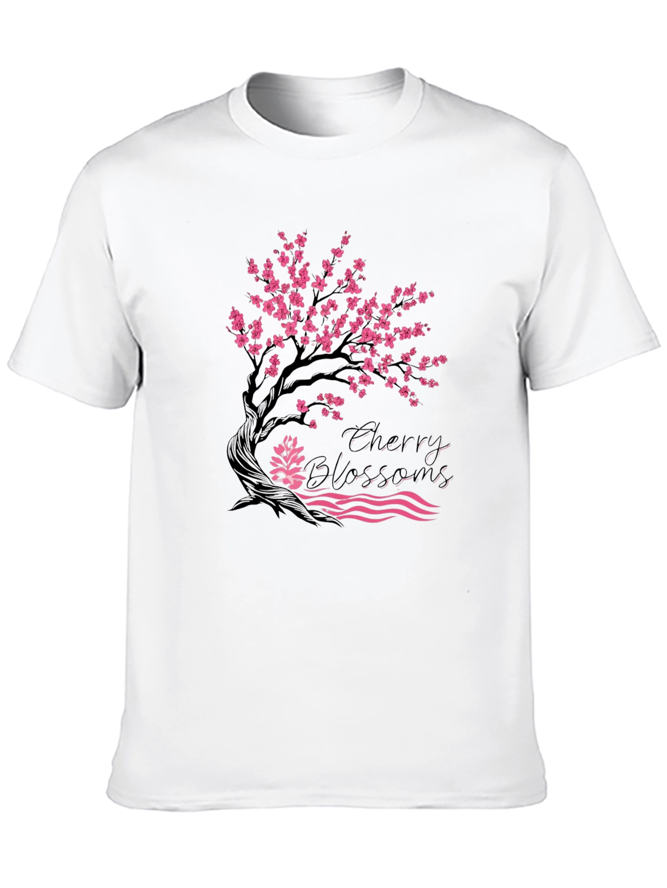 Cherry Blossom Graphic Print Black Tee