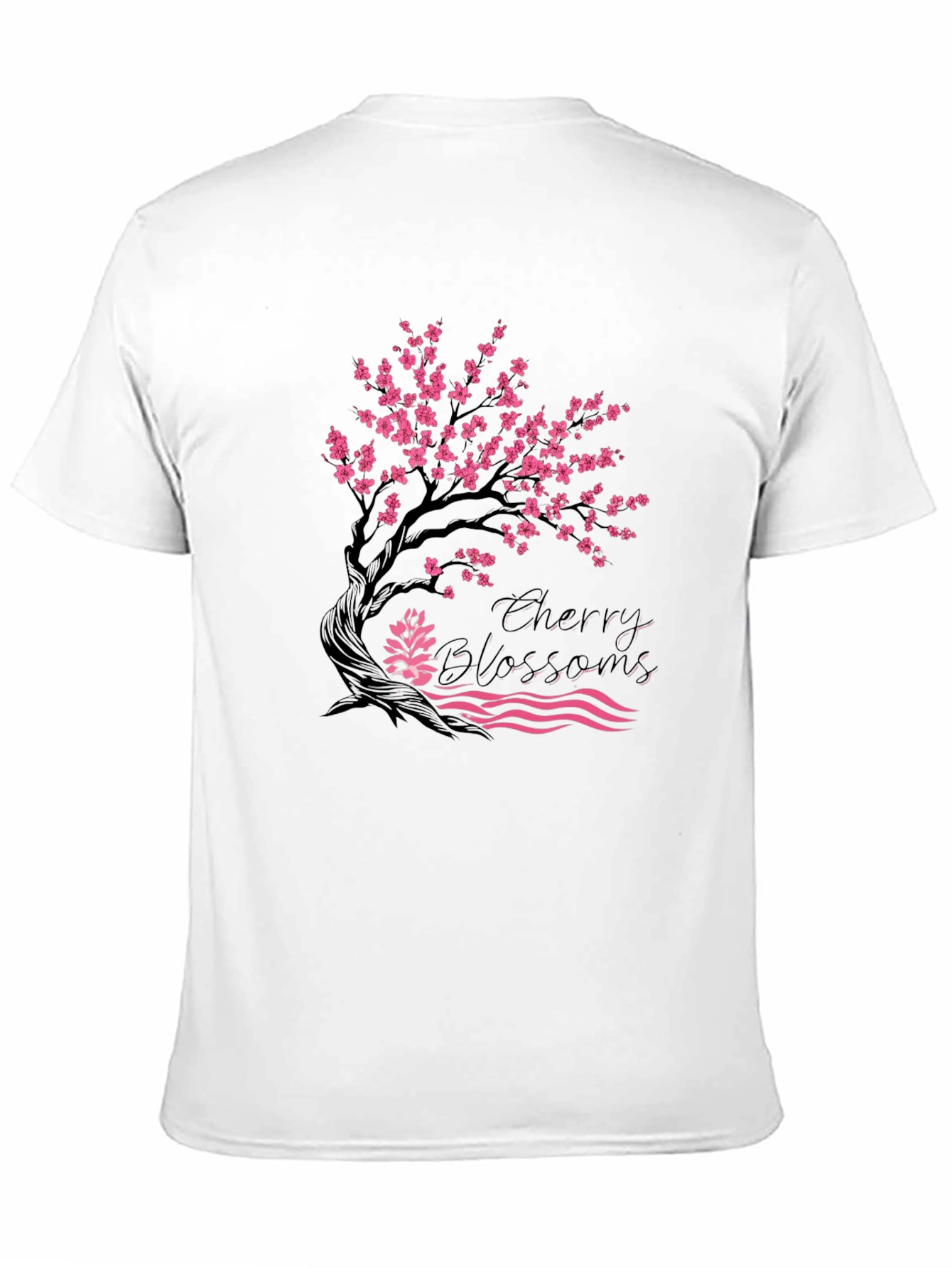 Cherry Blossom Graphic Print Black Tee