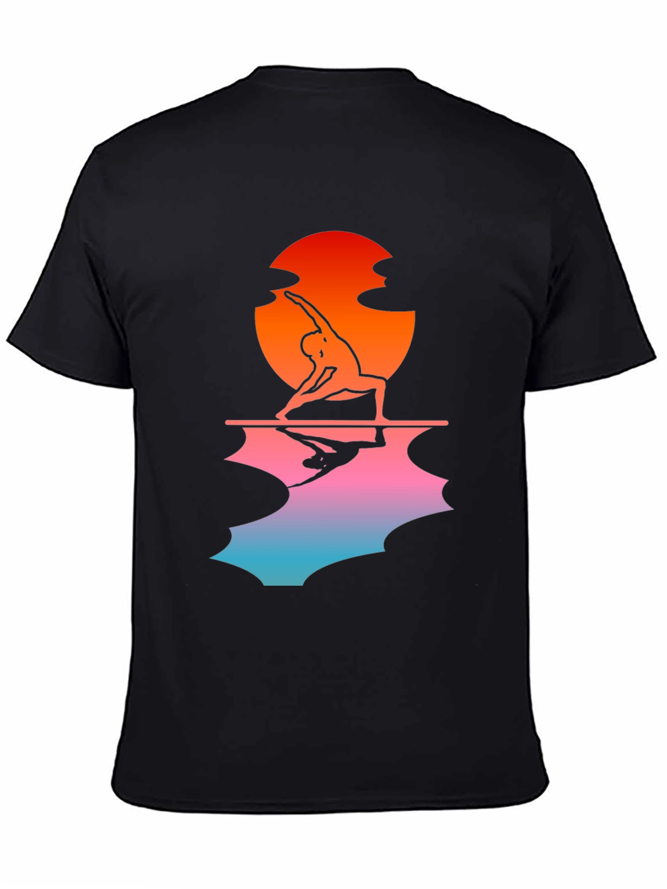 Sunset Yoga Pose Black T-Shirt