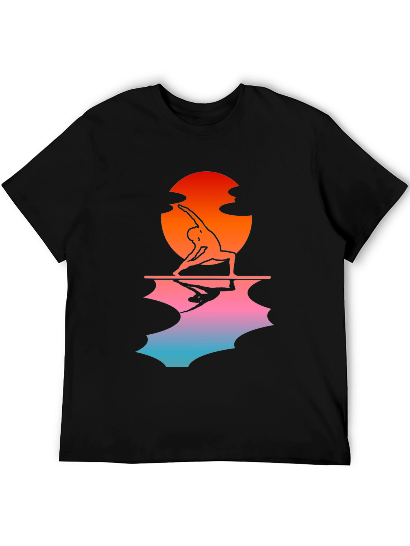 Sunset Yoga Pose Black T-Shirt