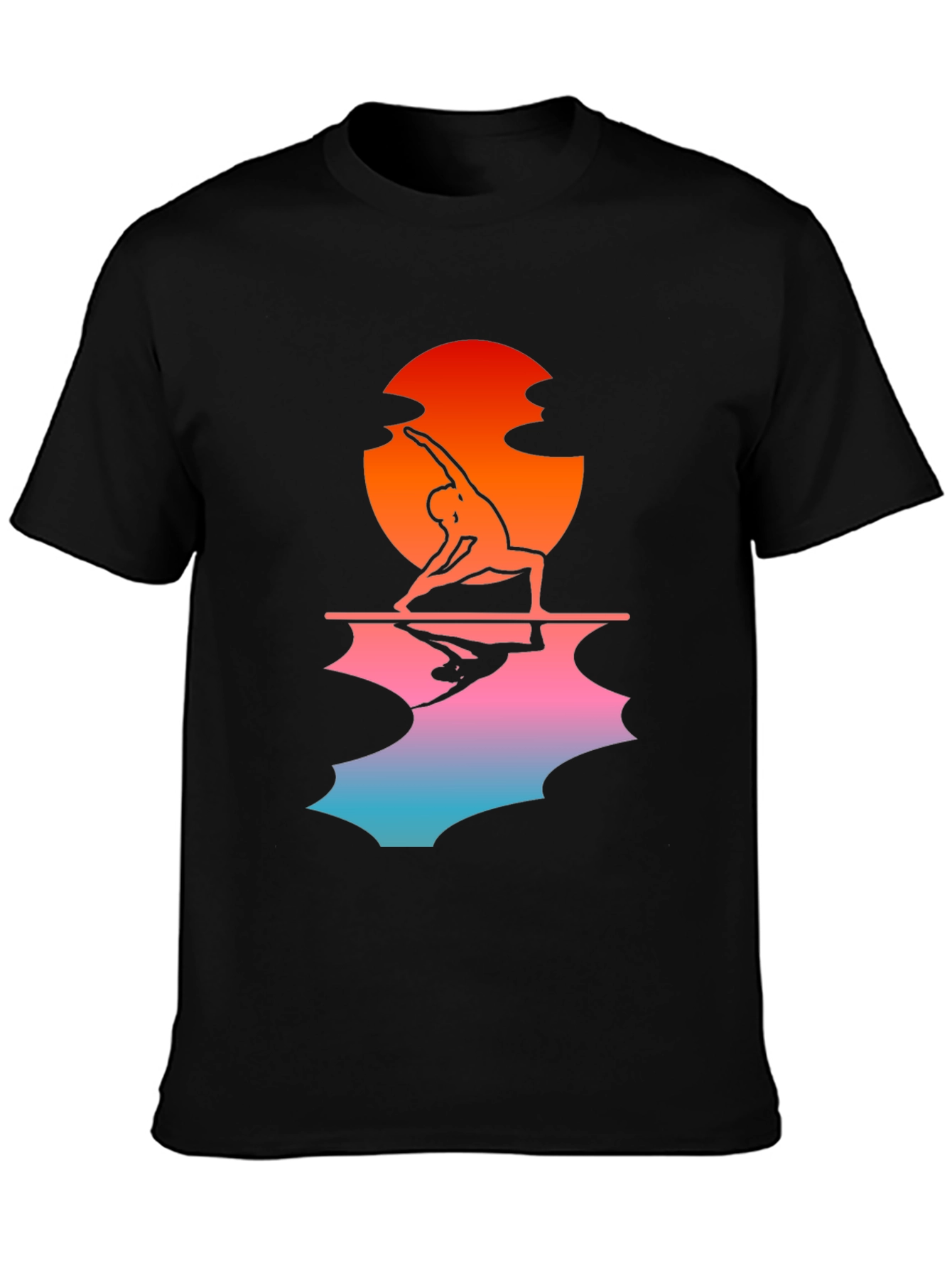 Sunset Yoga Pose Black T-Shirt