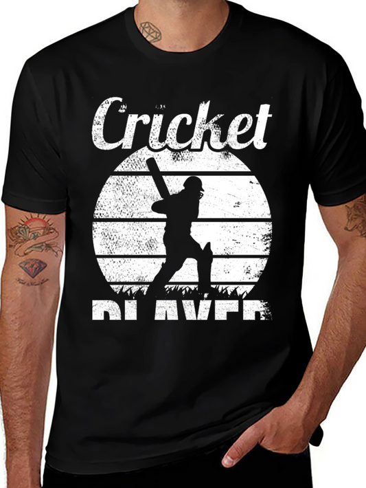 Cricket Player Graphic Tee - Vintage Style