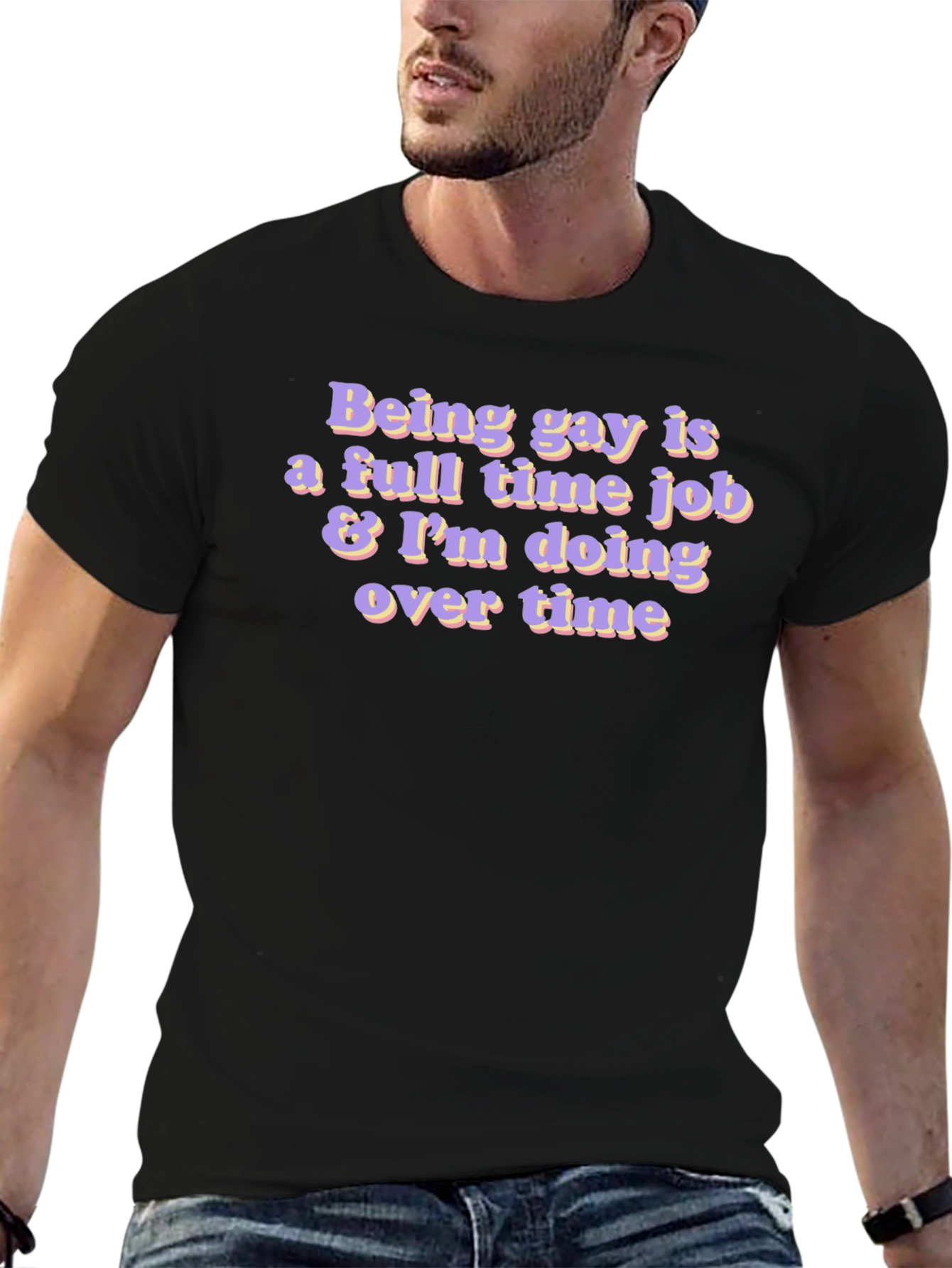 Gay Overtime Black T-Shirt