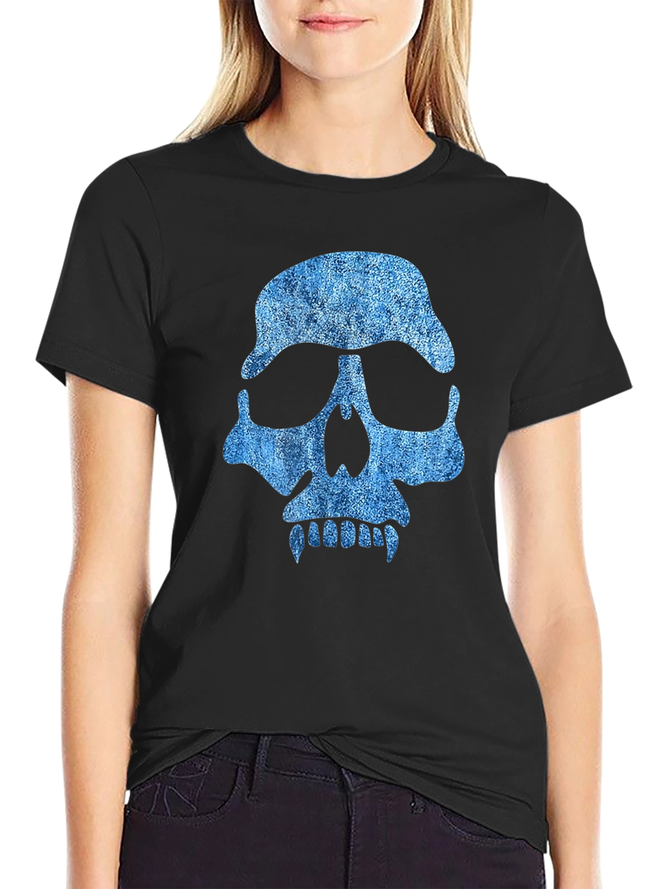 Skull Graphic Tee - Denim Style