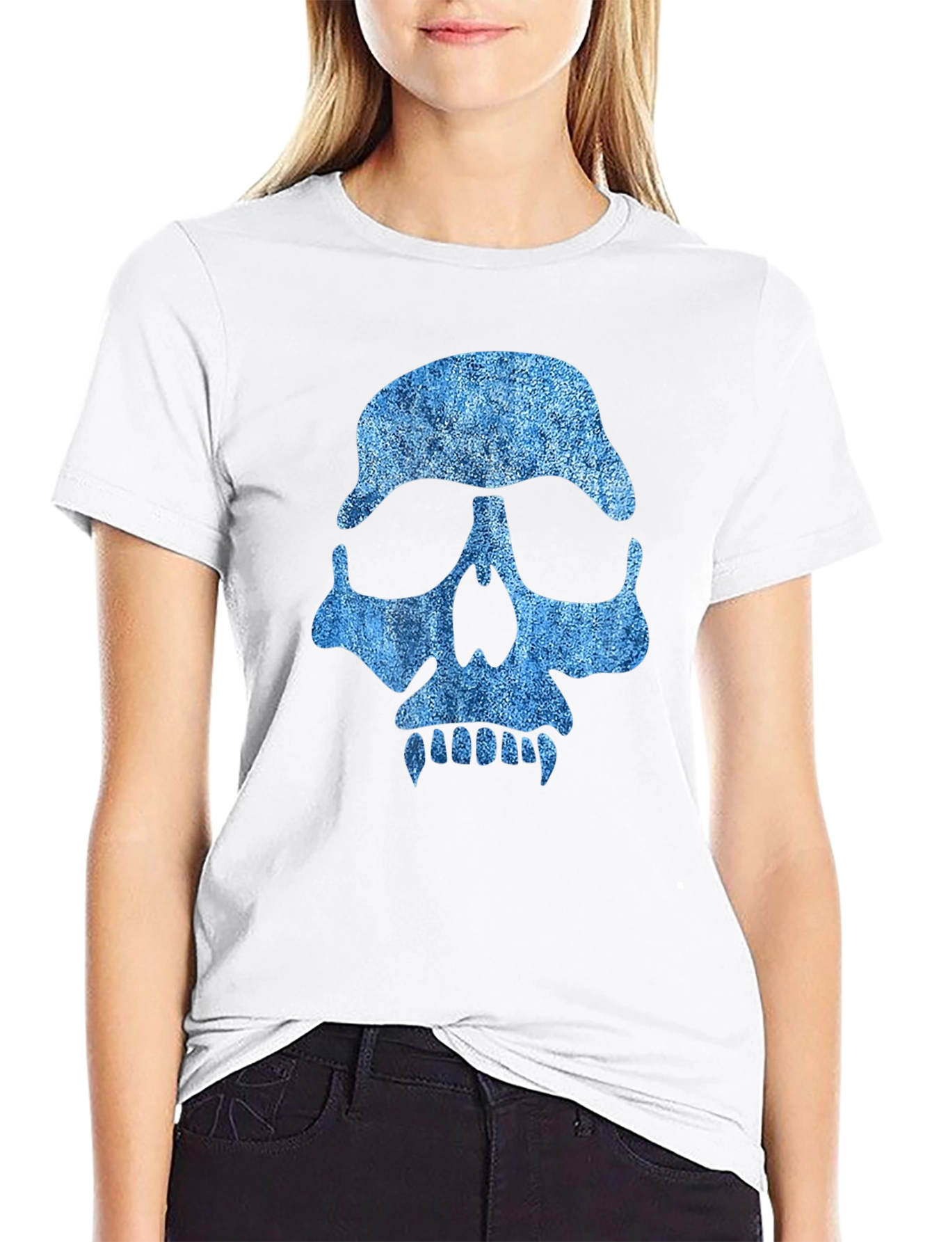 Skull Graphic Tee - Denim Style