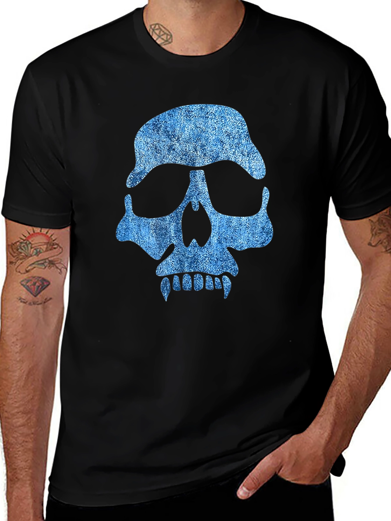 Skull Graphic Tee - Denim Style