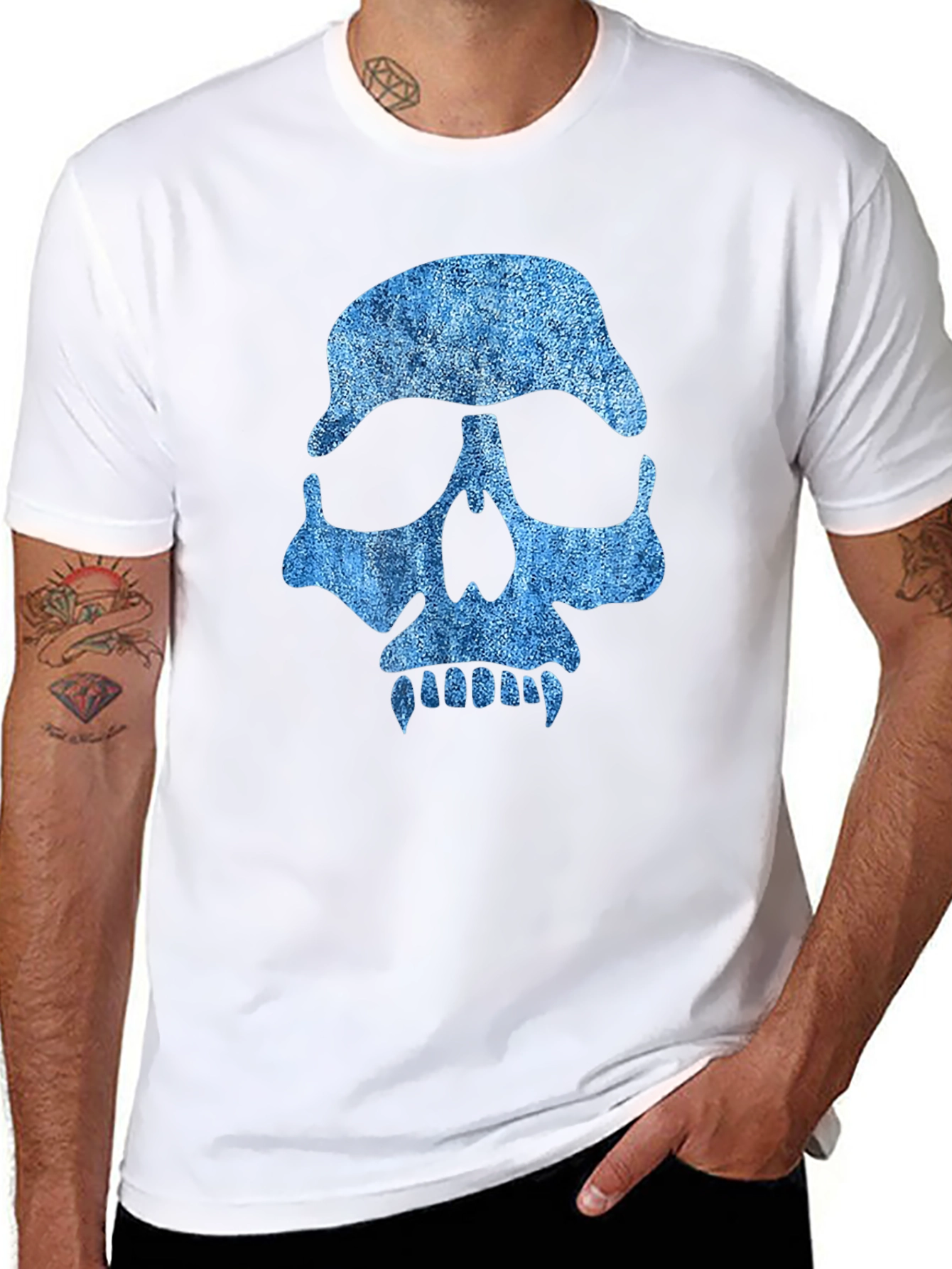 Skull Graphic Tee - Denim Style