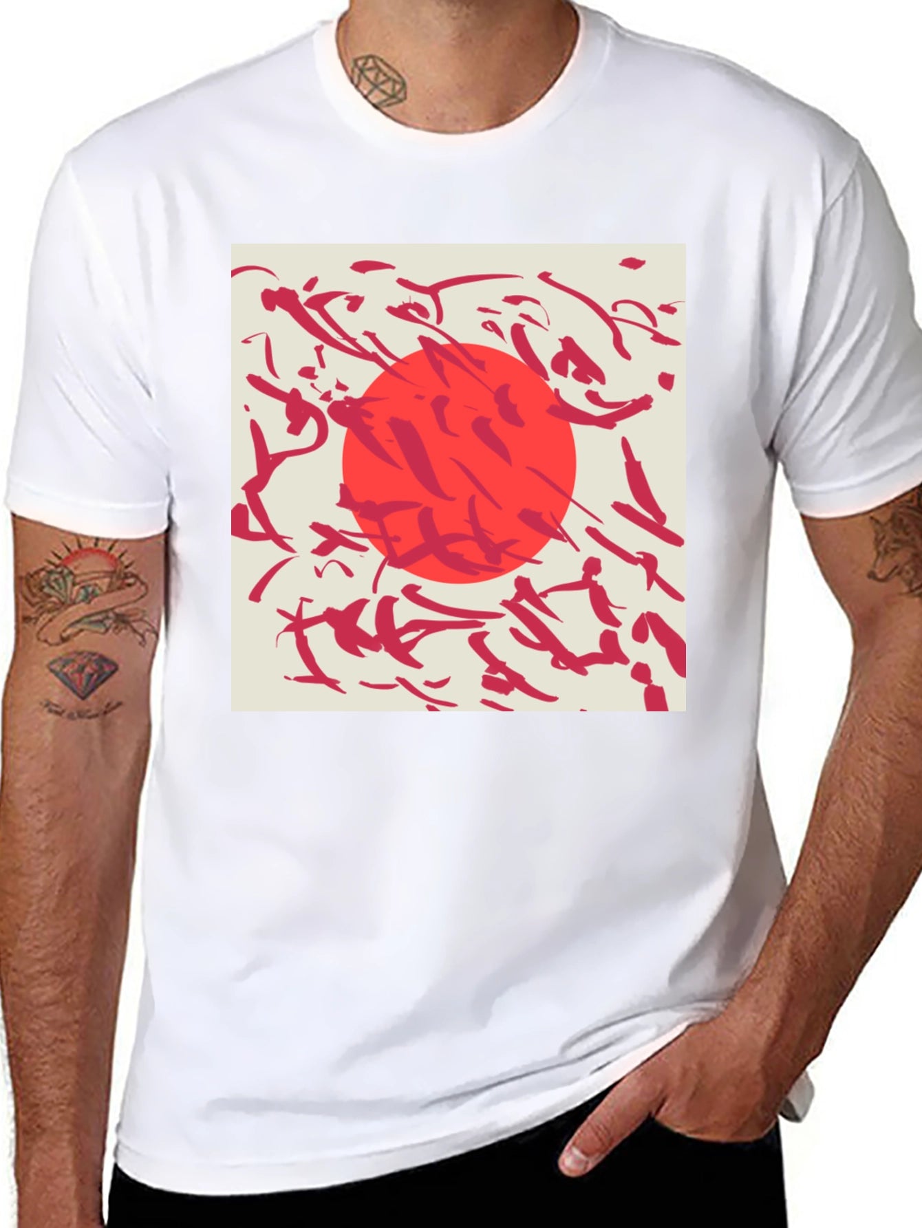 Abstract Sun Graphic Tee - Modern Style