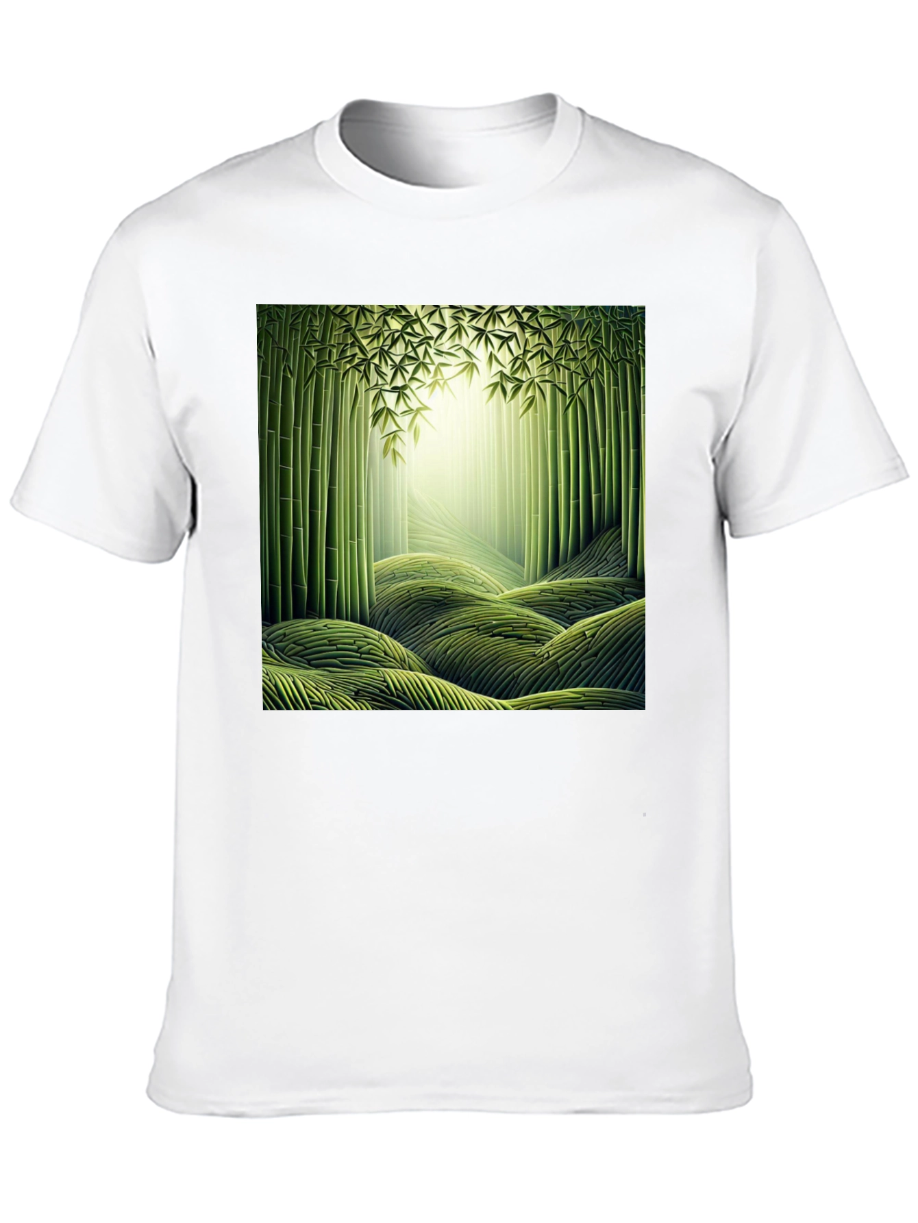 Bamboo Forest Print Black T-Shirt