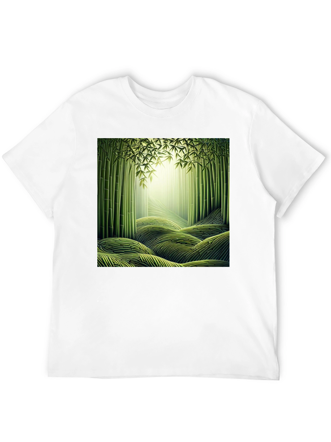 Bamboo Forest Print Black T-Shirt