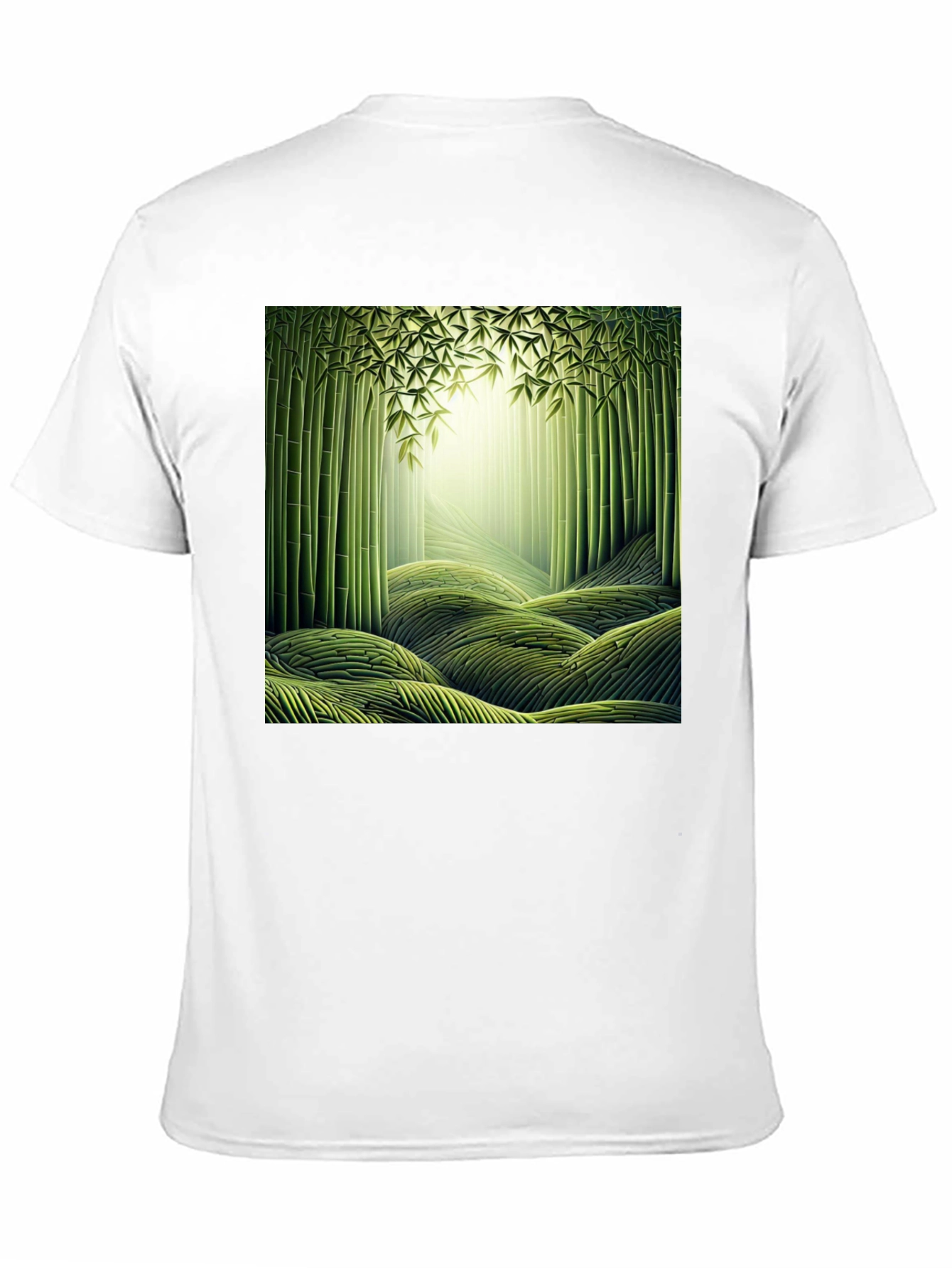 Bamboo Forest Print Black T-Shirt